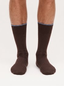 Cotton ribbed socks - brown