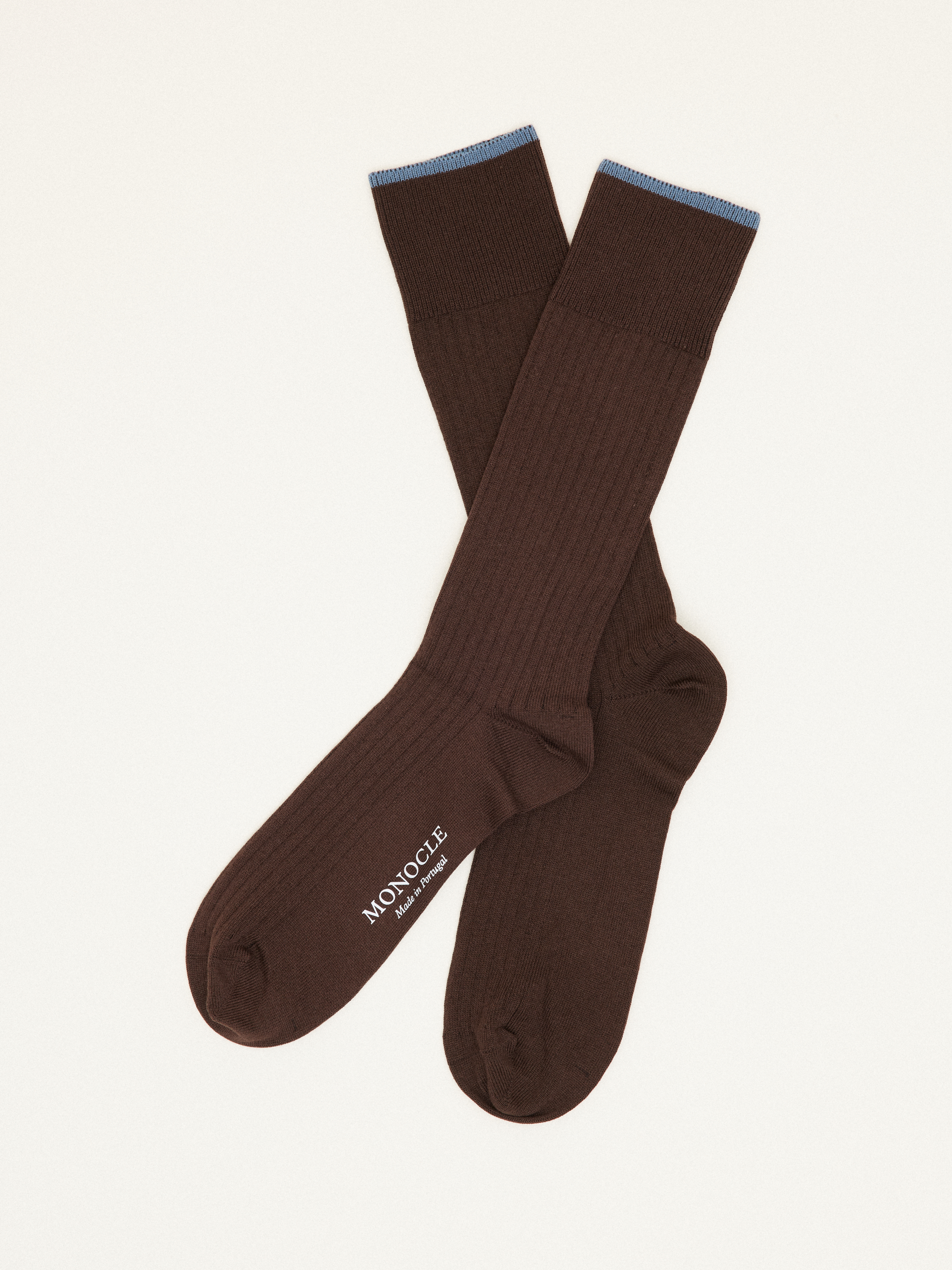 Cotton ribbed socks - brown
