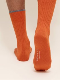 Cotton ribbed socks - orange