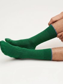 Cotton ribbed socks - garden green