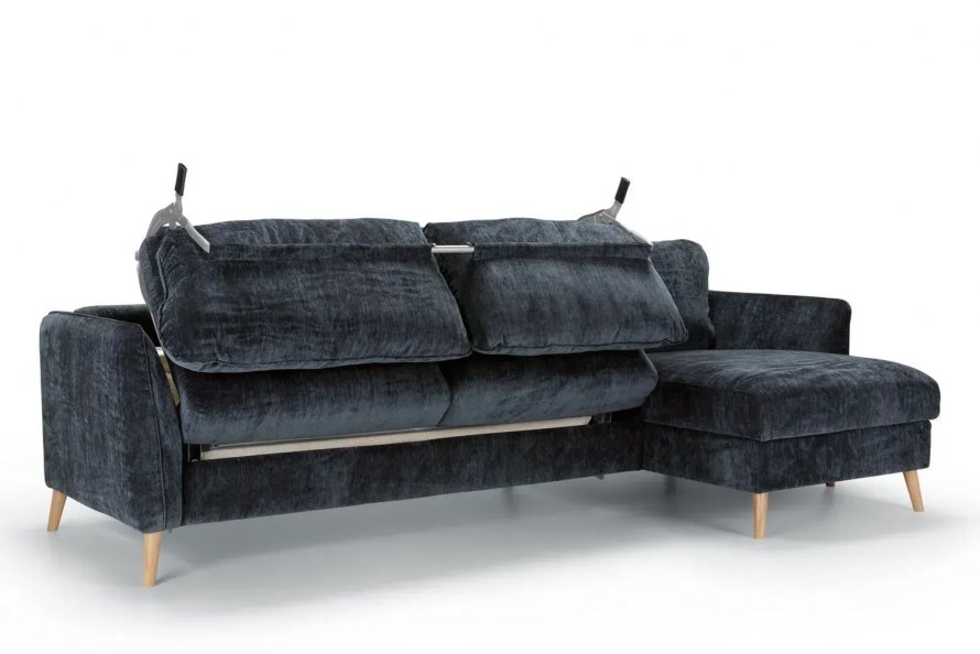 Black Velvet Corner Sofa Bed, 3 seater sofa bed Click-clack corner sof –  Remar Outlet Ireland