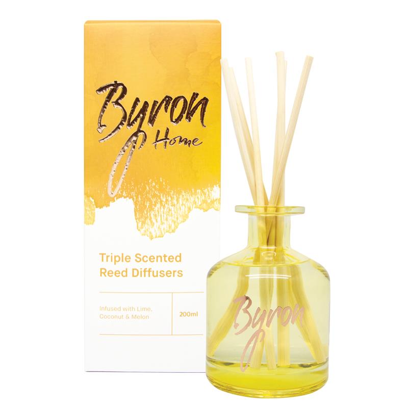 Byron Home Triple Scented Reed Diffuser Lime, Coconut & Melon 200ml