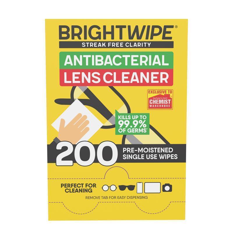 BrightWipe Lens Cleaning Wipes 200 Pack Exclusive Size