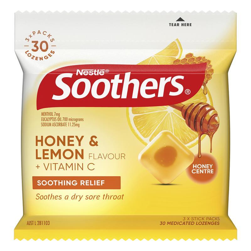 Soothers Honey & Lemon 3x10 Lozenge Multipack