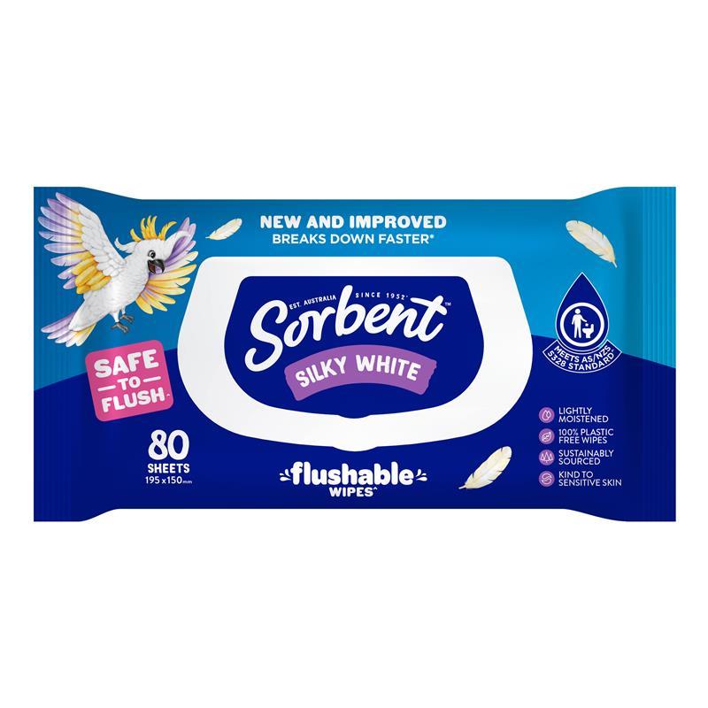 Sorbent Flushable Wipes 80 Pack