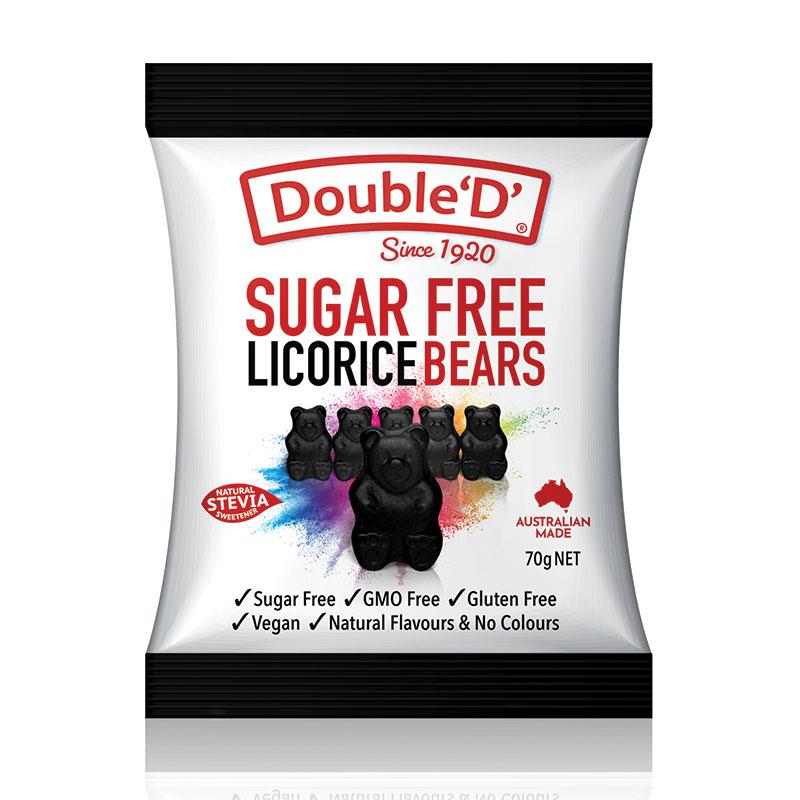Double D Sugarfree Licorice Bears 70g