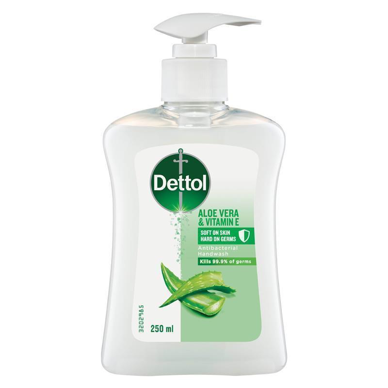 Dettol Hand Wash Pump Aloe Vera 250mL Vitamin E Antibacterial Liquid