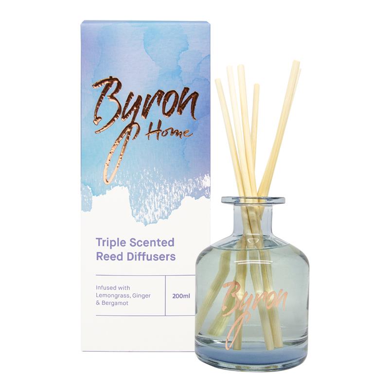 Byron Home Triple Scented Reed Diffuser Lemongrass, Ginger & Bergamot 200ml