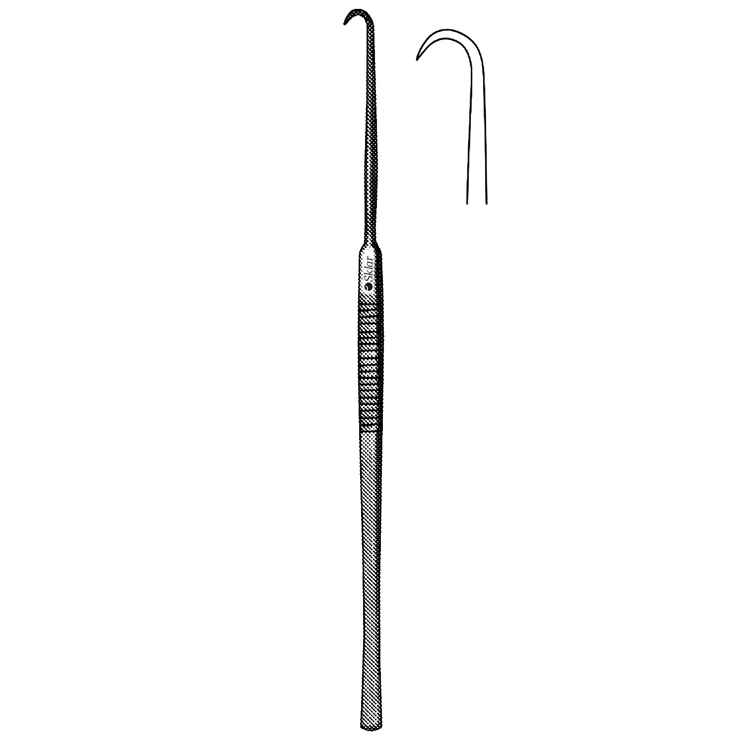 Sklar Bergmann Retractor Hook, Single Prong, Sharp