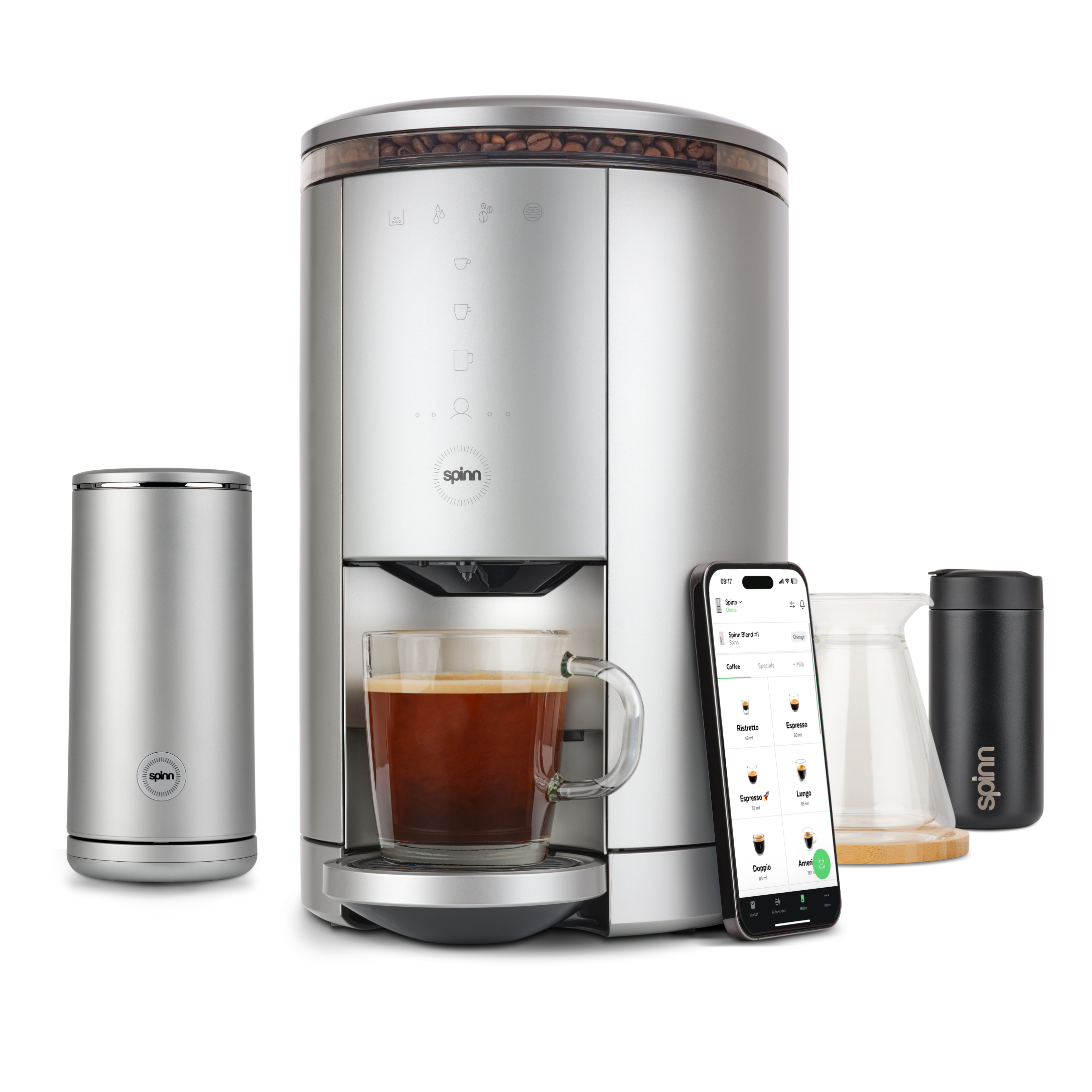 Spinn Coffee Brewer Controlled by App and Orders Beans