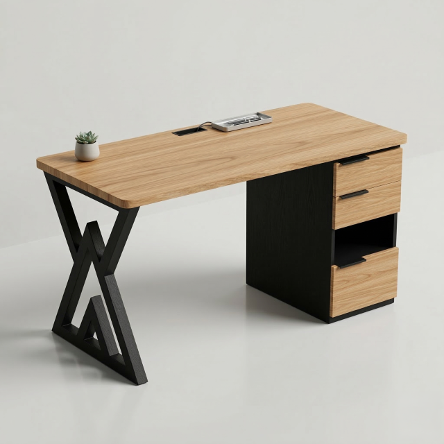 Escritorio Fijo con Cajonero - Diseño C