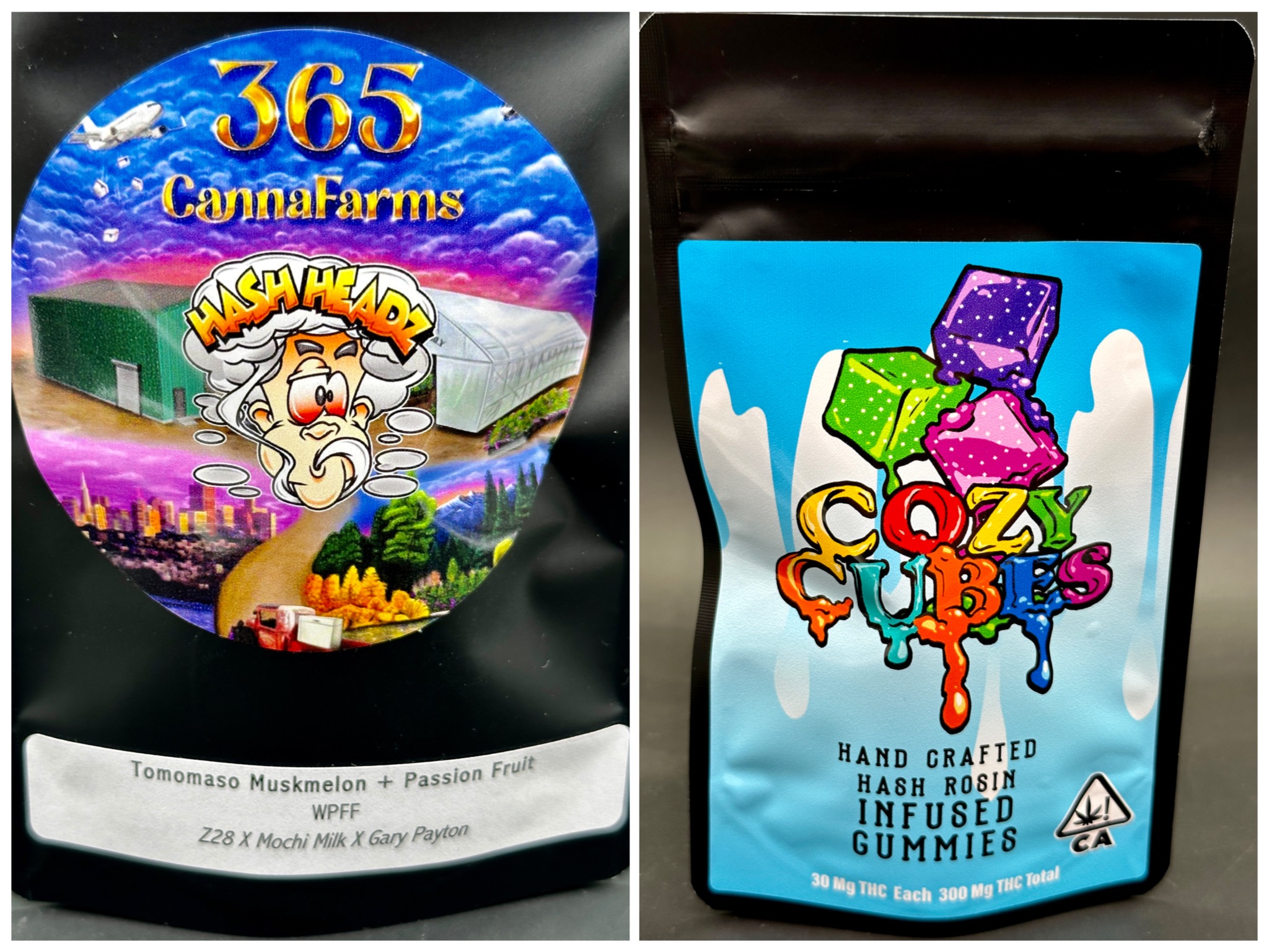 Cozy Cubes Tomomaso Muskmelon + Passion Fruit rosin gummies 300mg