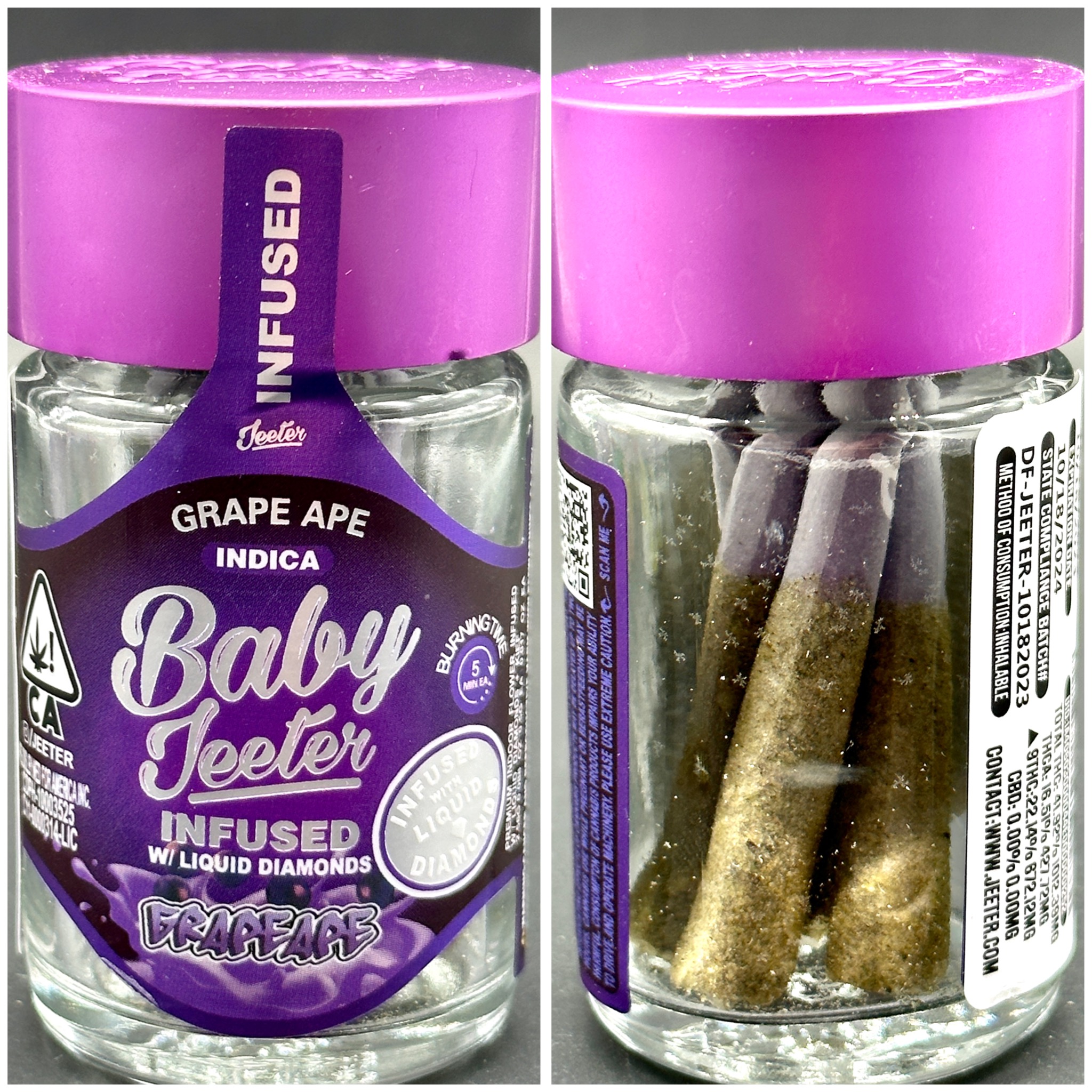 Grape Ape Infused Prerolls - Indica [Baby Jeeter]