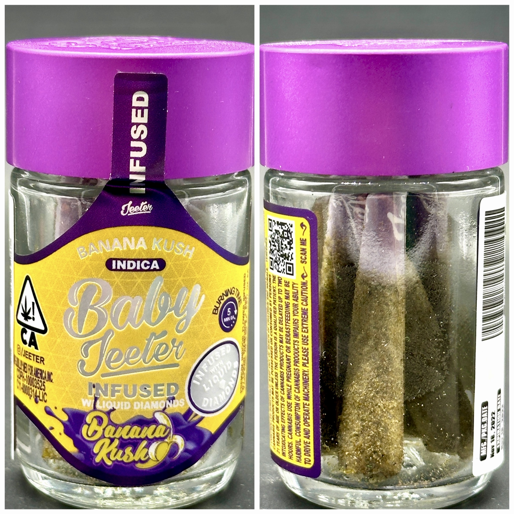 Banana Kush Infused Prerolls - Indica [Baby Jeeter]