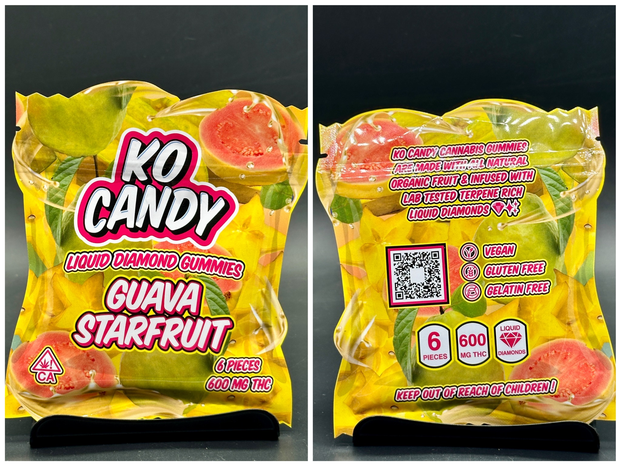 Guava Starfruit liquid diamond gummies 600mg THC [KO Candy] thegas