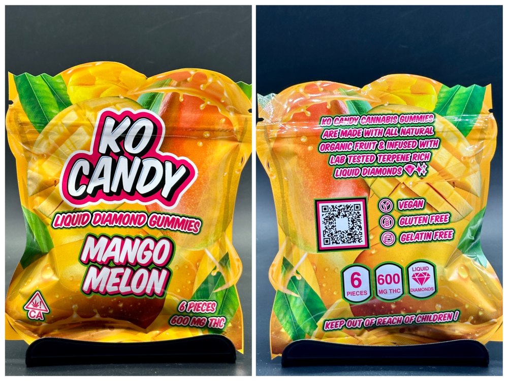 Mango Melon liquid diamond gummies 600mg THC [KO Candy] thegasstation