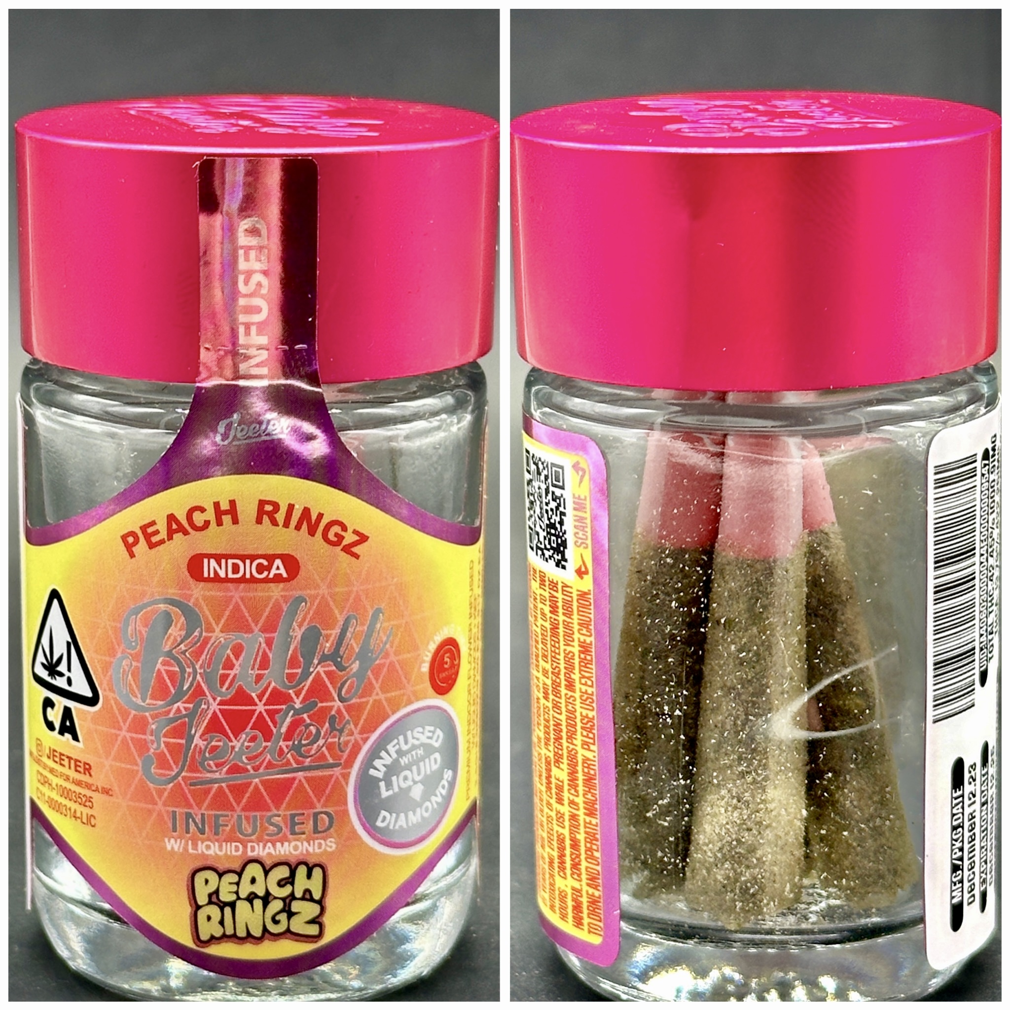 Peach Ringz Infused Prerolls - Indica [Baby Jeeter]