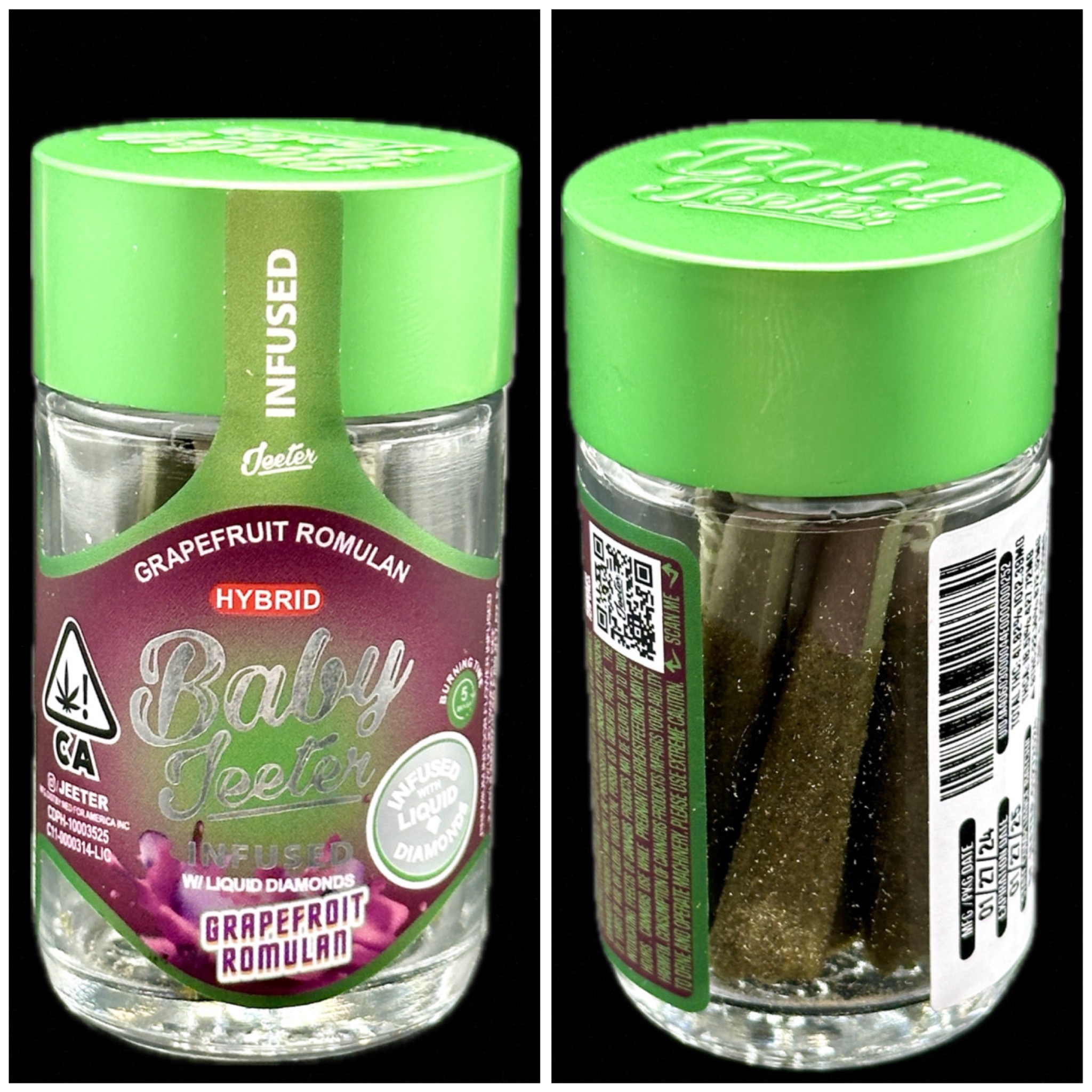 Grapefruit Romulan Infused Prerolls - Hybrid  [Baby Jeeter] 
