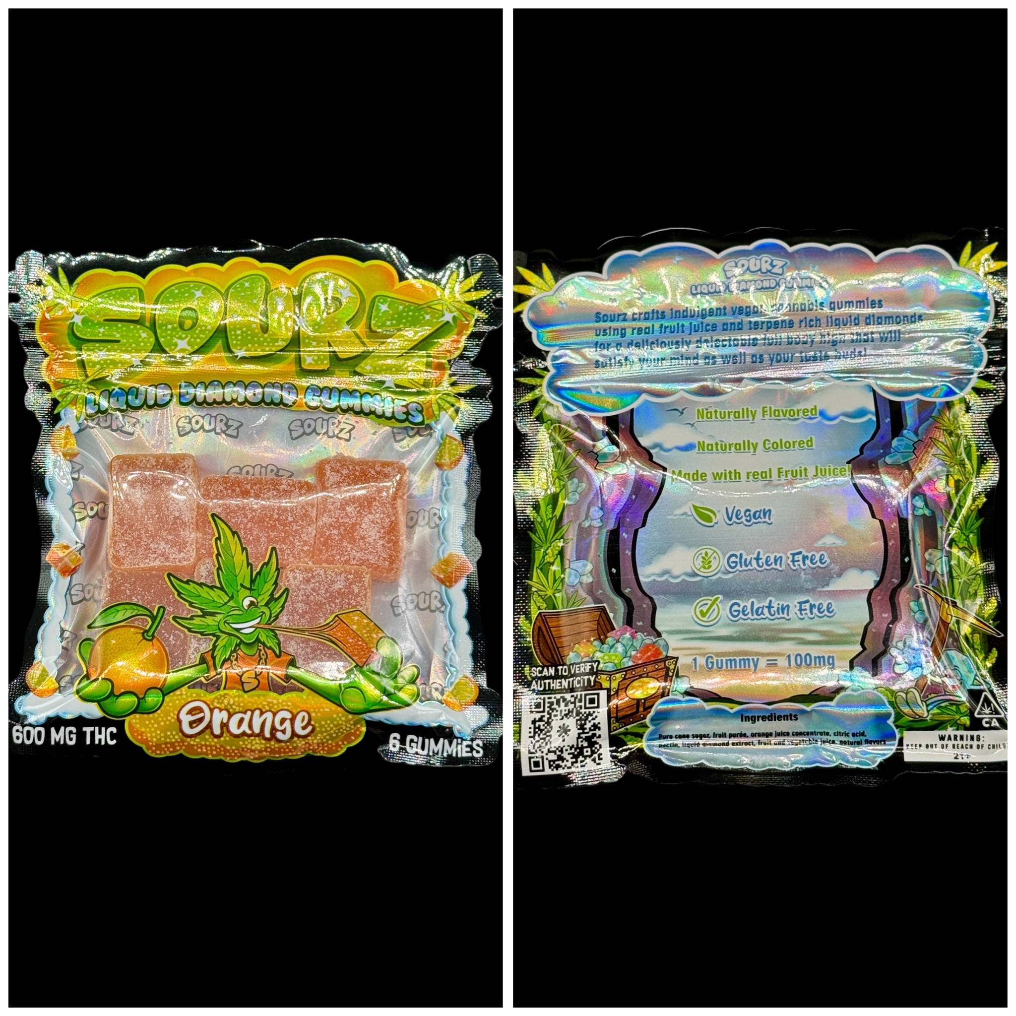 Orange liquid diamond sour gummies - 600mg THC [Sourz]