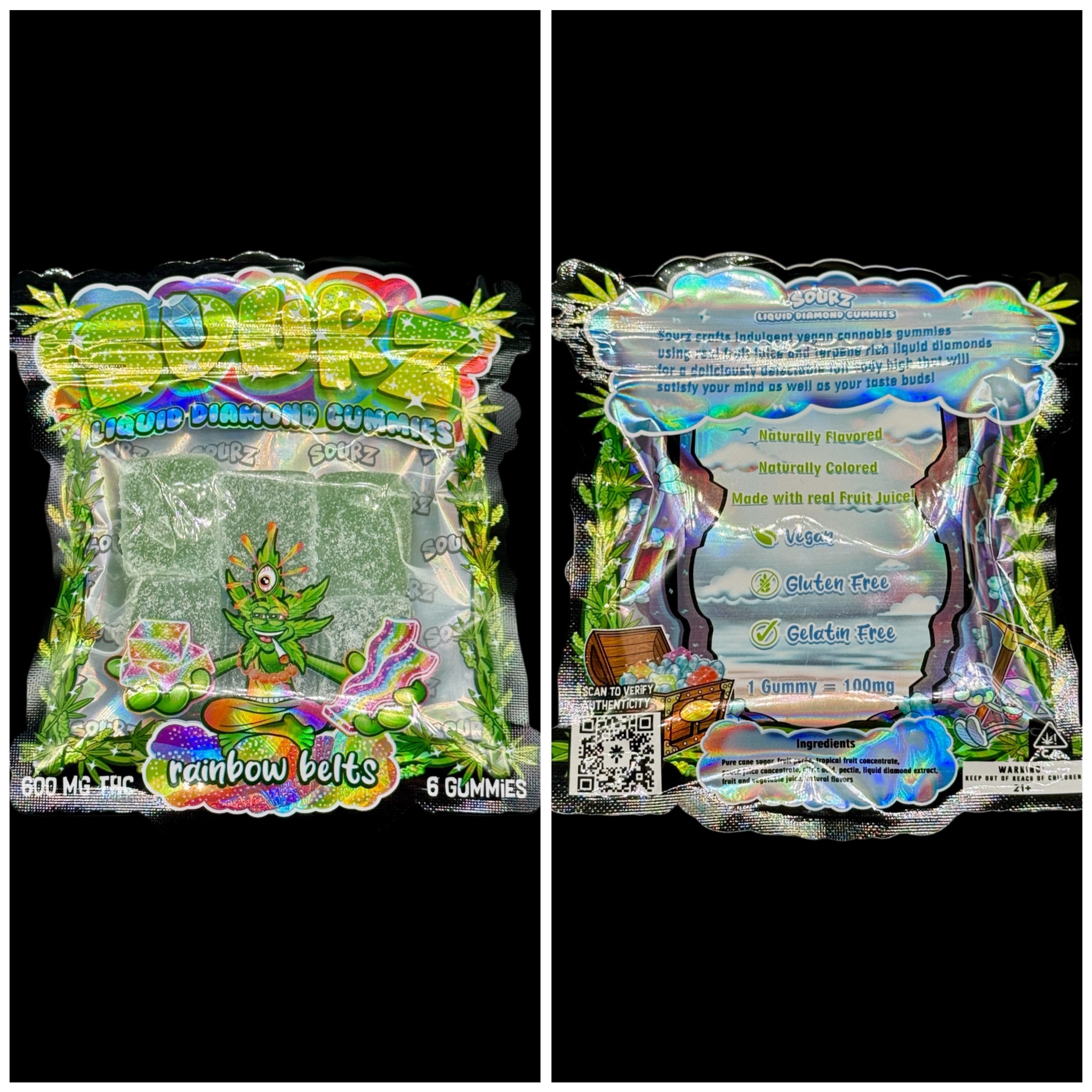 Rainbow Belts liquid diamond sour gummies - 600mg THC [Sourz]