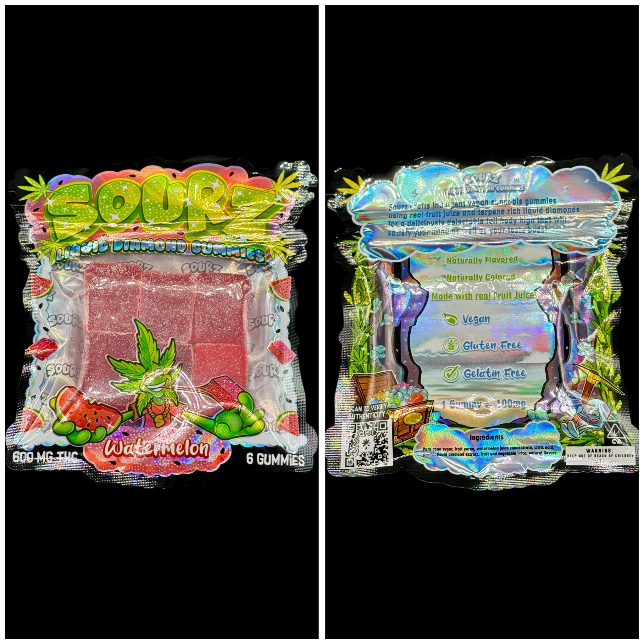 Watermelon liquid diamond sour gummies - 600mg THC [Sourz]