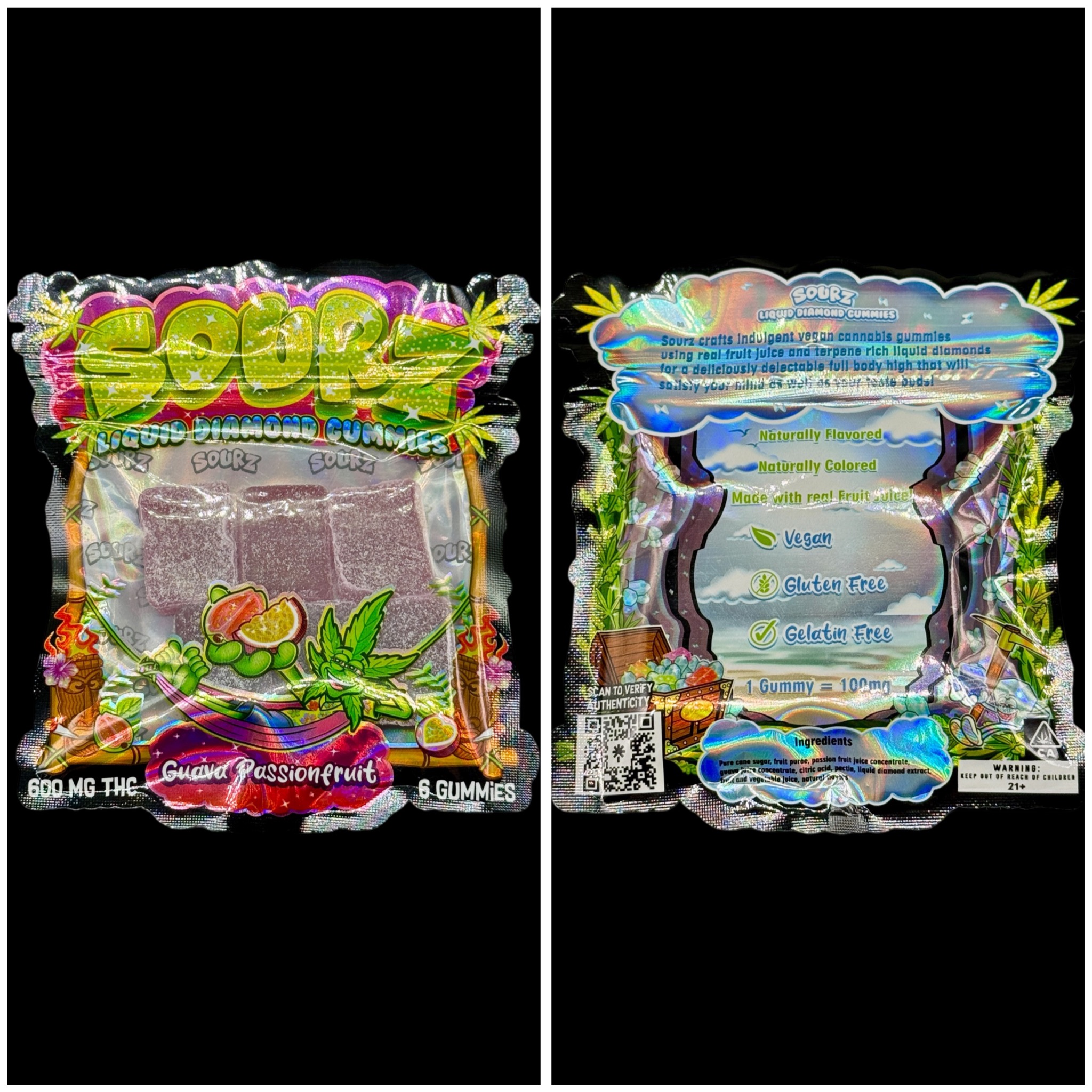 Guava Passionfruit liquid diamond sour gummies - 600mg THC [Sourz]