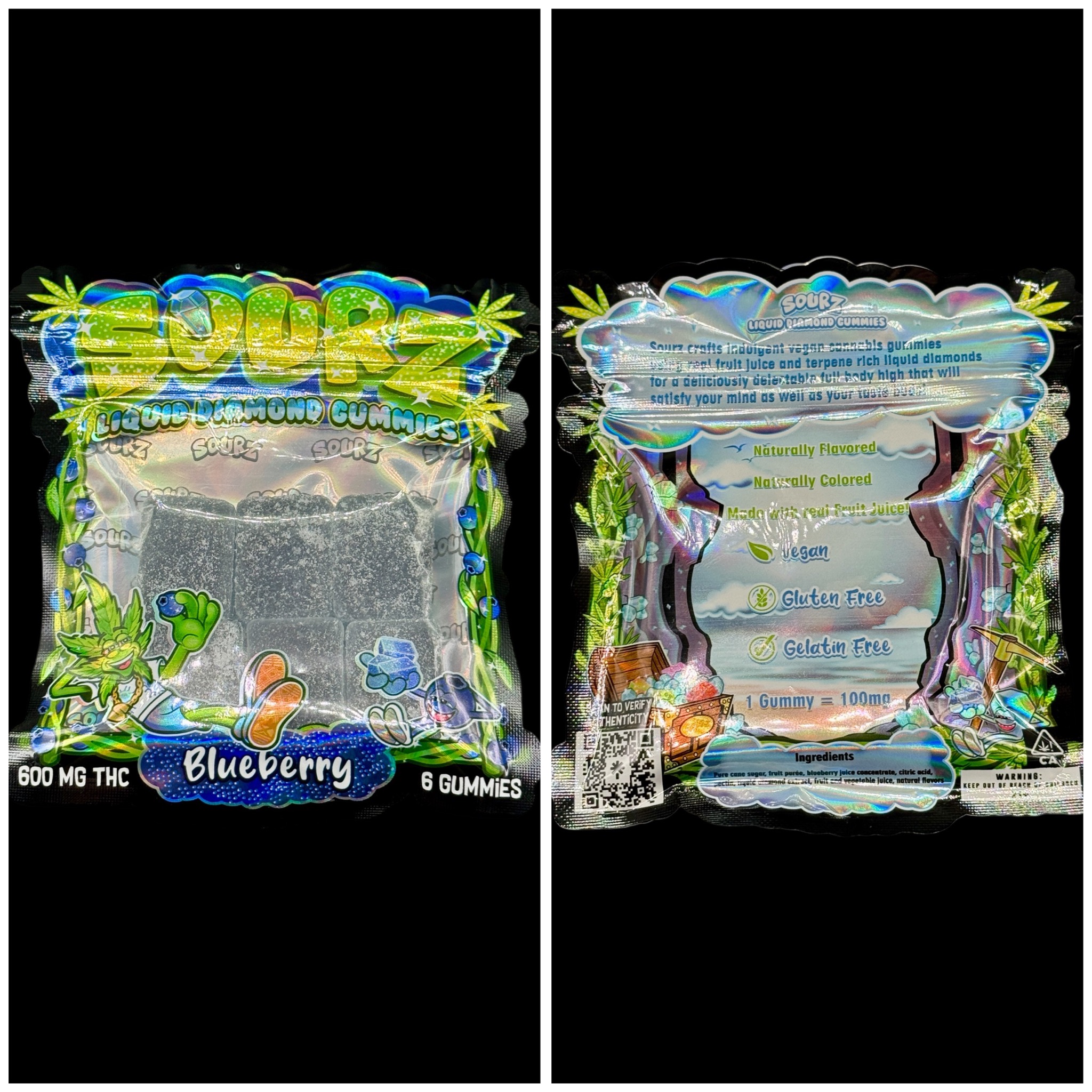 Bluerberry liquid diamond sour gummies - 600mg THC [Sourz]