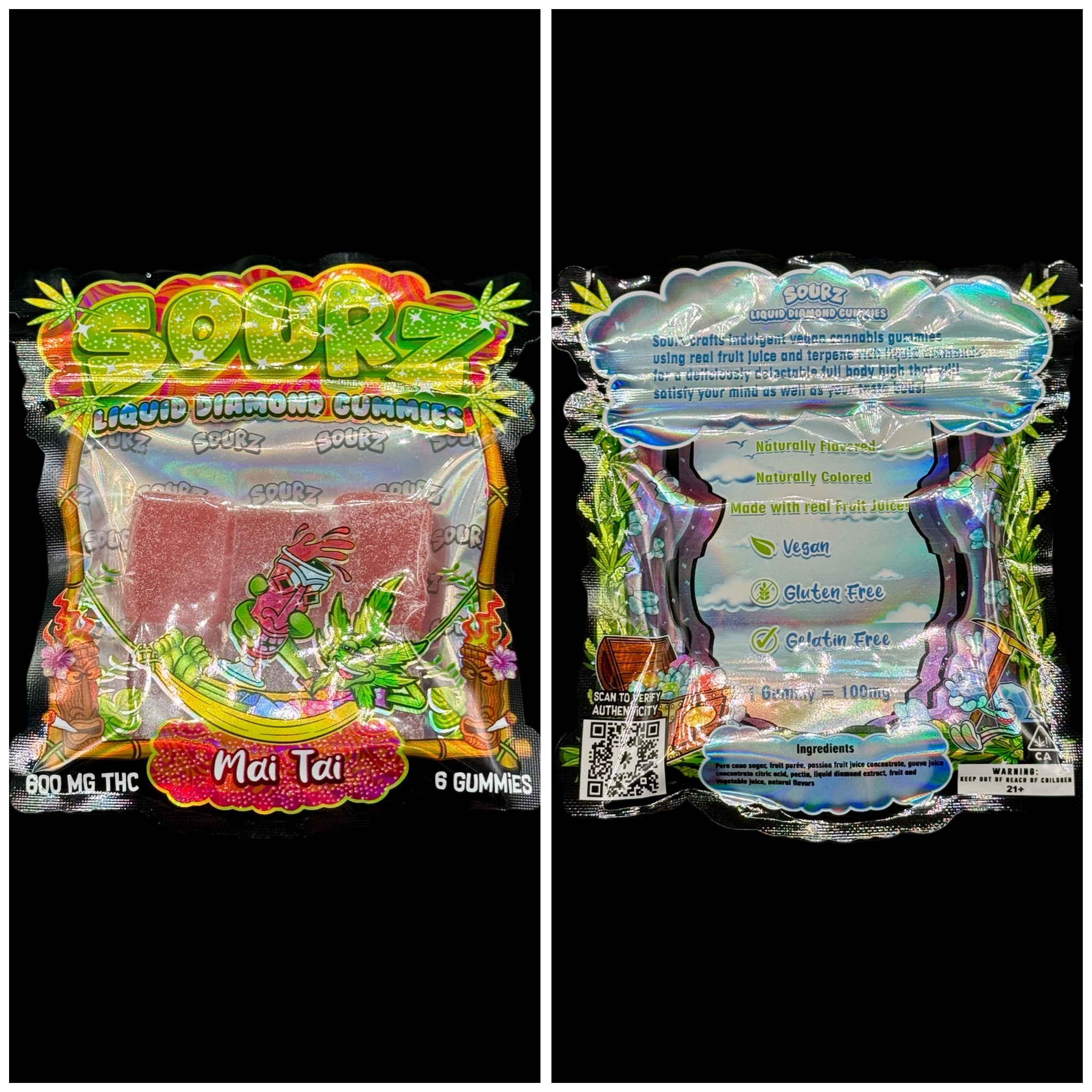 Mai Tai liquid diamond sour gummies - 600mg THC [Sourz]