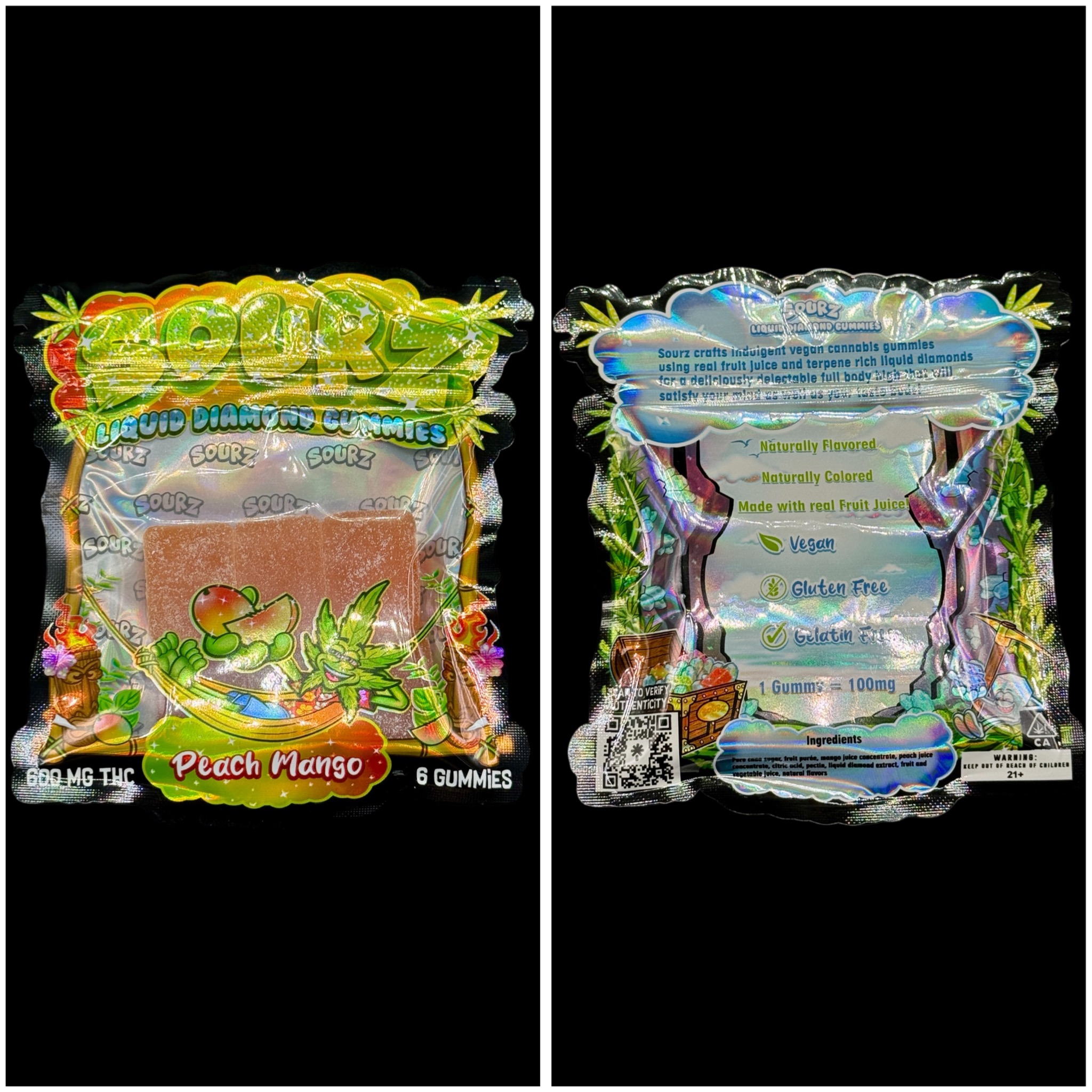 Peach Mango liquid diamond sour gummies - 600mg THC [Sourz]