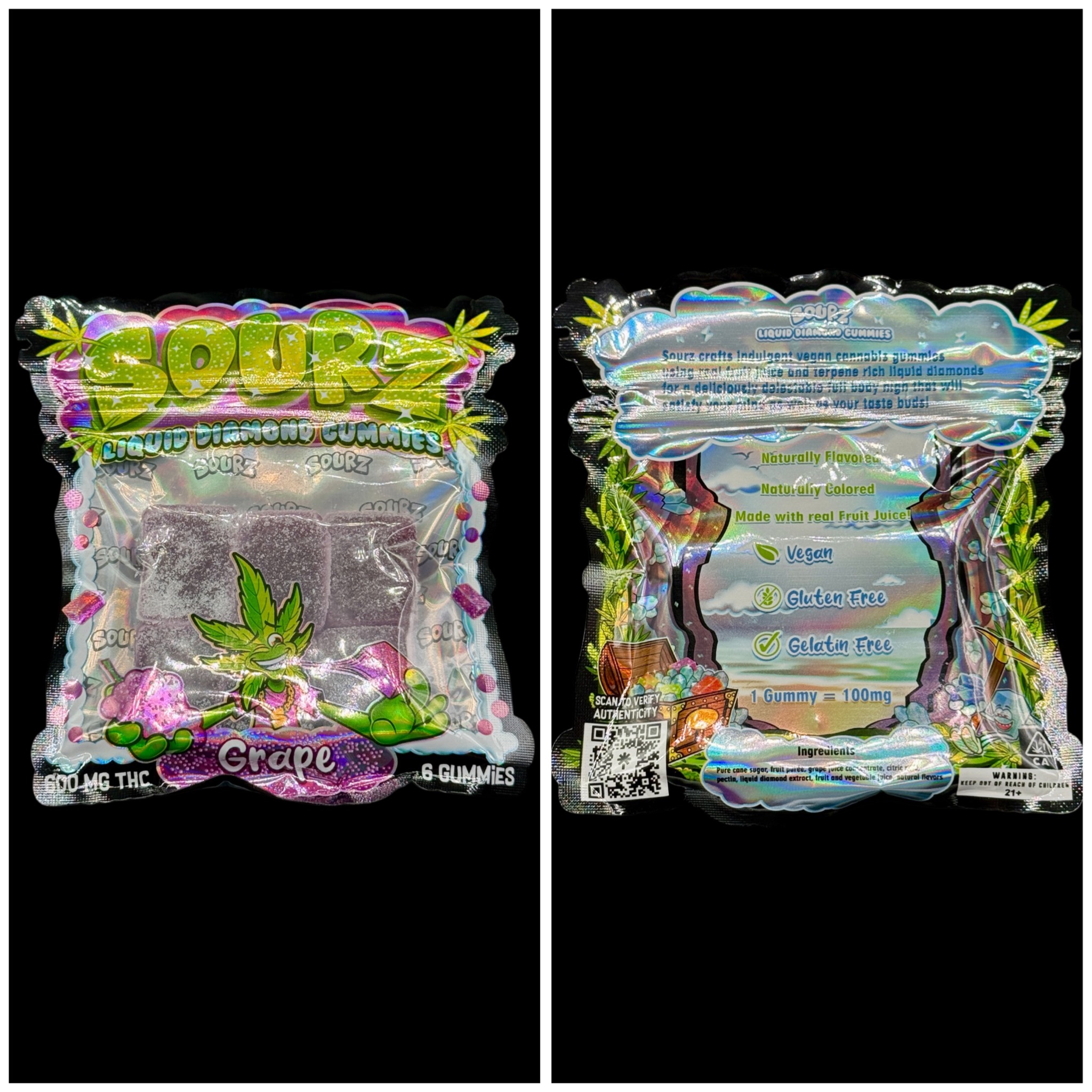 Grape liquid diamond sour gummies - 600mg THC [Sourz]