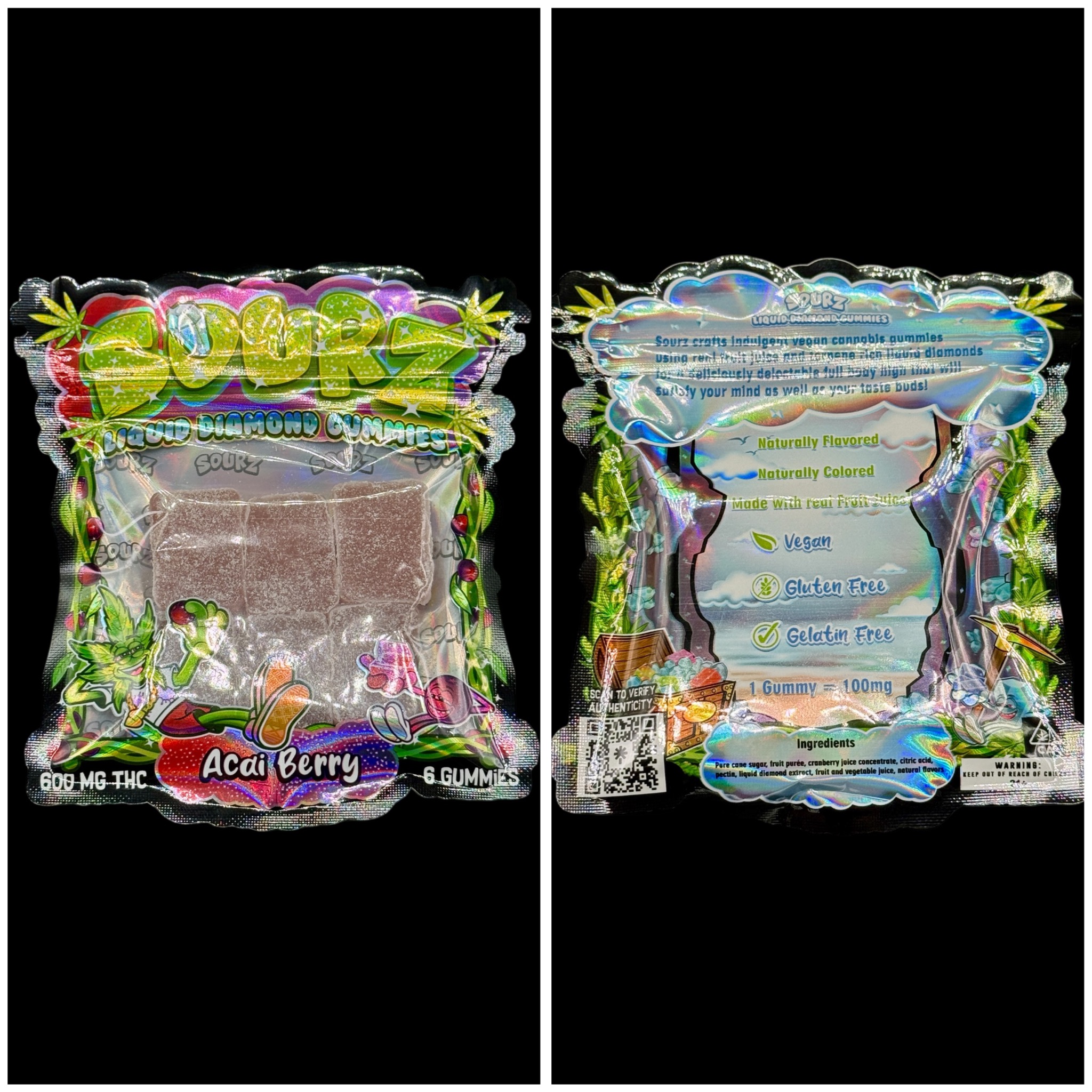 Acai Berry liquid diamond sour gummies - 600mg THC [Sourz]