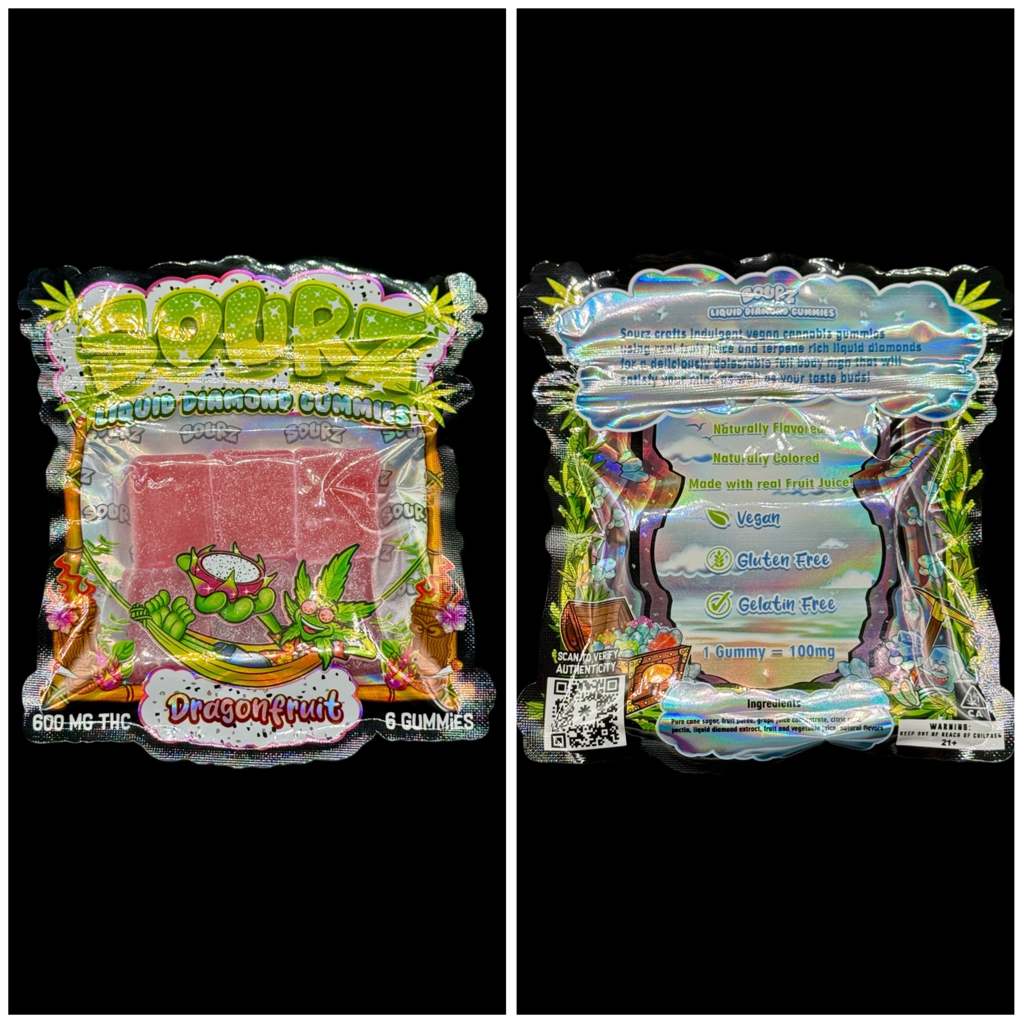 Dragonfruit liquid diamond sour gummies - 600mg THC [Sourz]