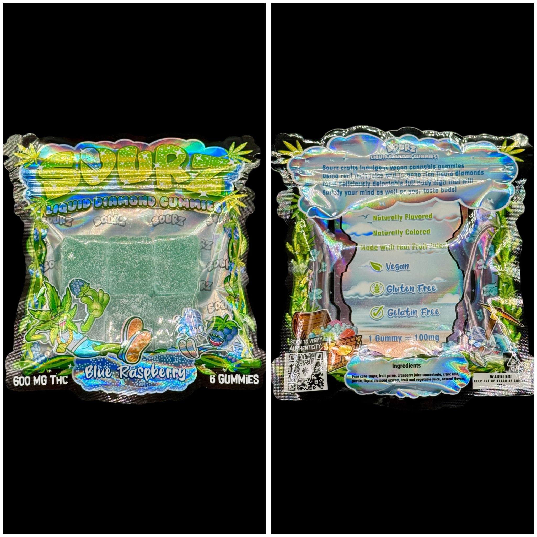 Blue Raspberry liquid diamond sour gummies - 600mg THC [Sourz]