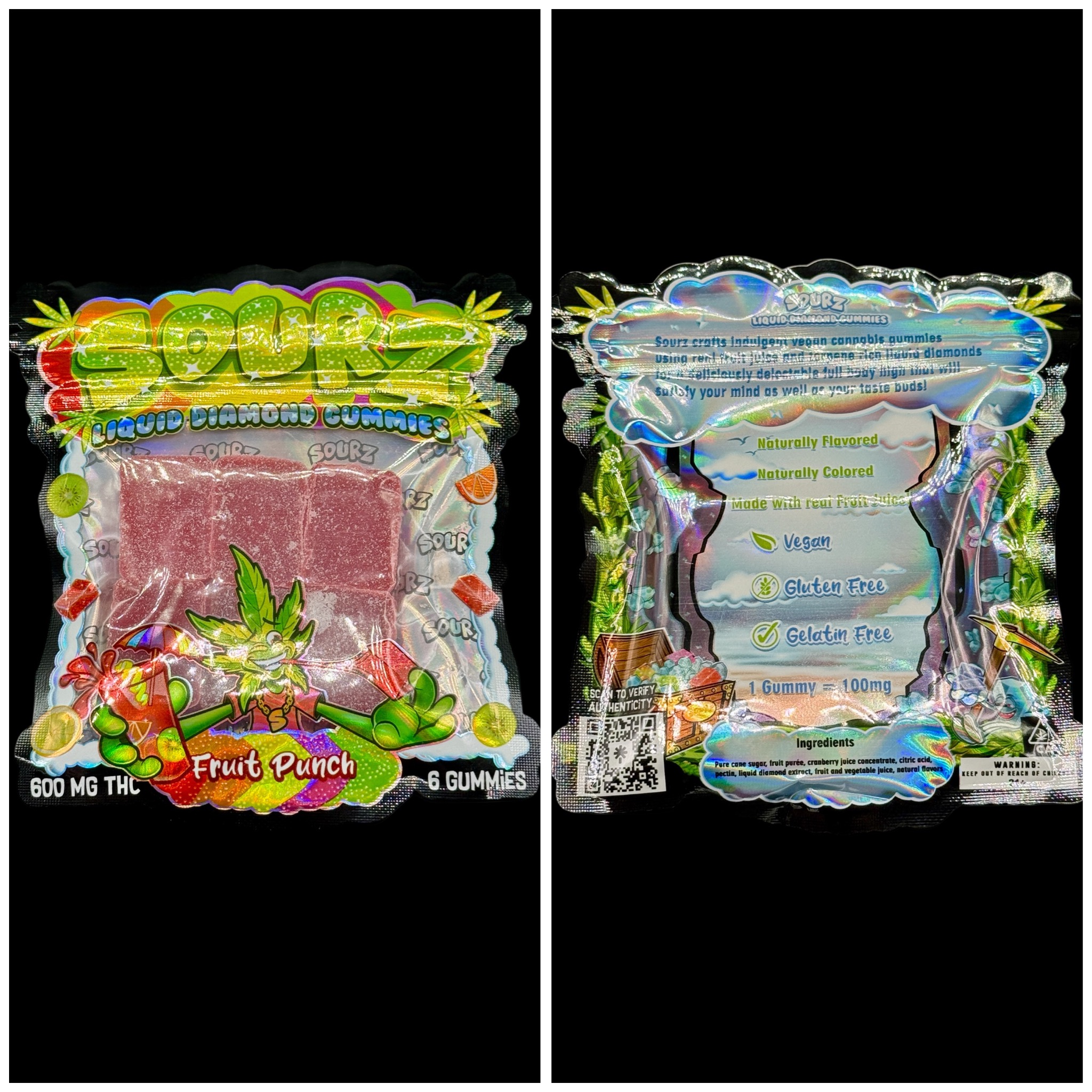 Fruit Punch liquid diamond sour gummies - 600mg THC [Sourz]