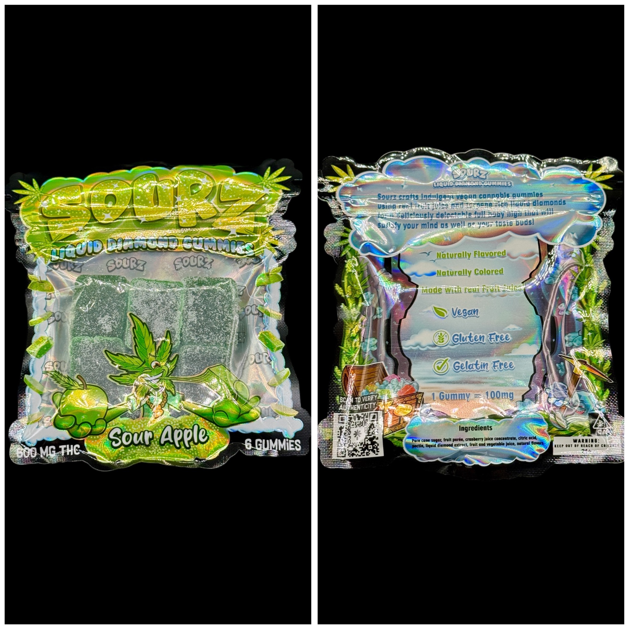 Sour Apple liquid diamond sour gummies - 600mg THC [Sourz]