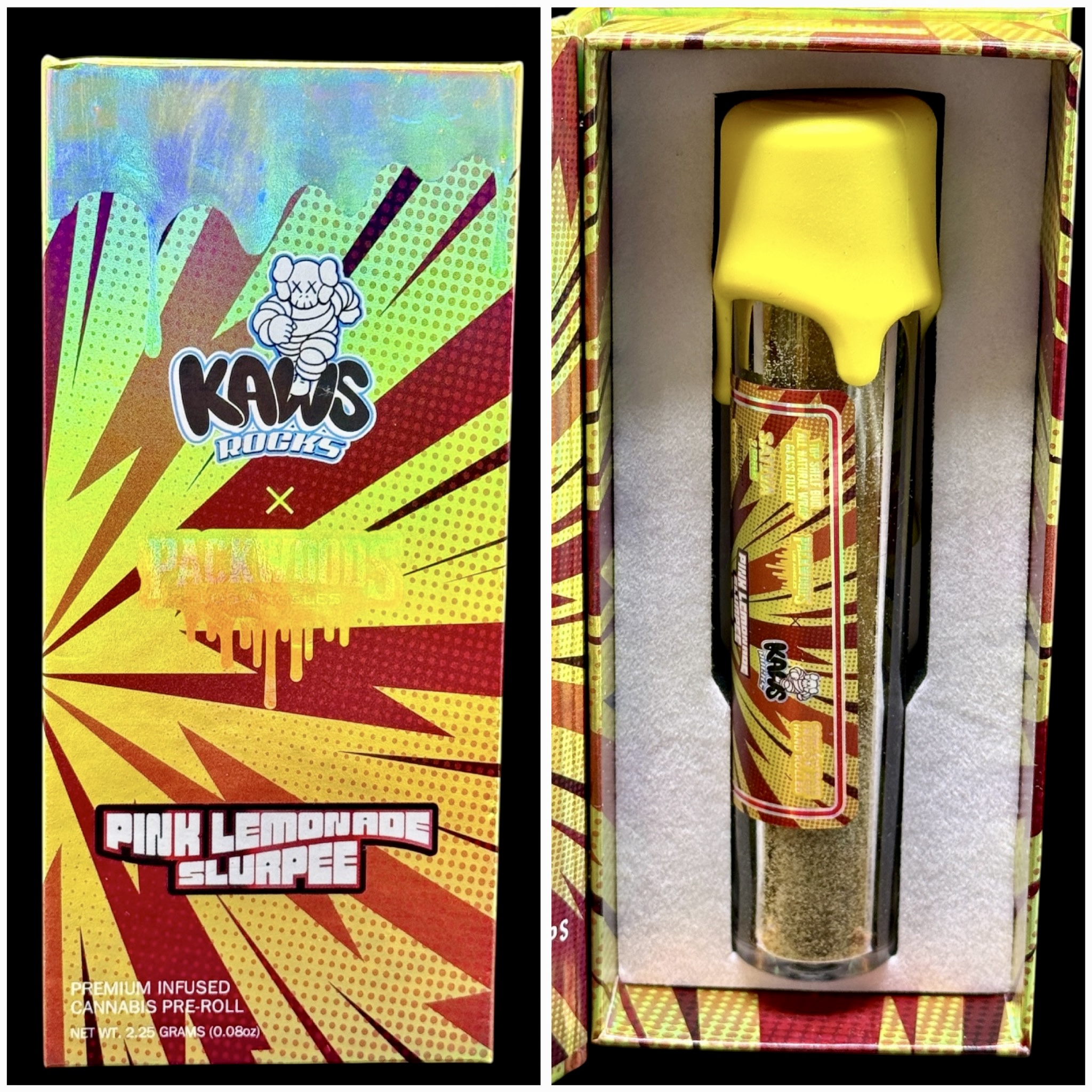 Pink Lemonade Slurpee preroll - 2g flower & .25g nug run sauce & .25g kief [Kaws Rocks x Packwoods]