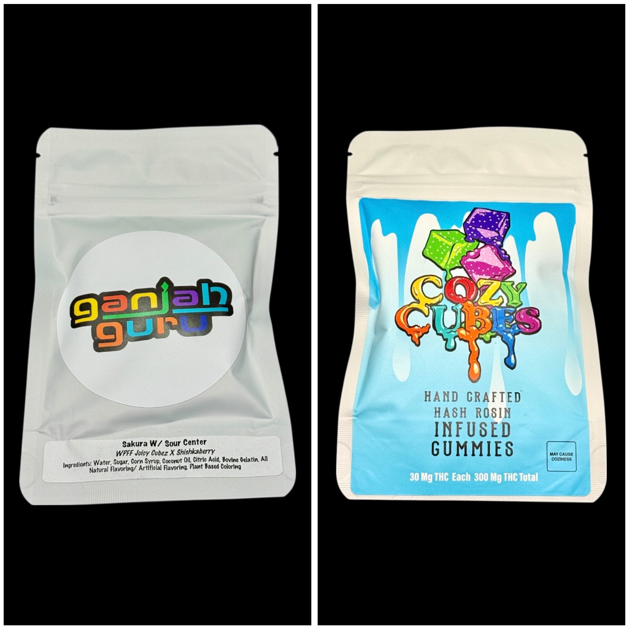 Sakura w/ Sour Center hash rosin gummies - 300mg [Cozy Cubes x Ganja Guru]