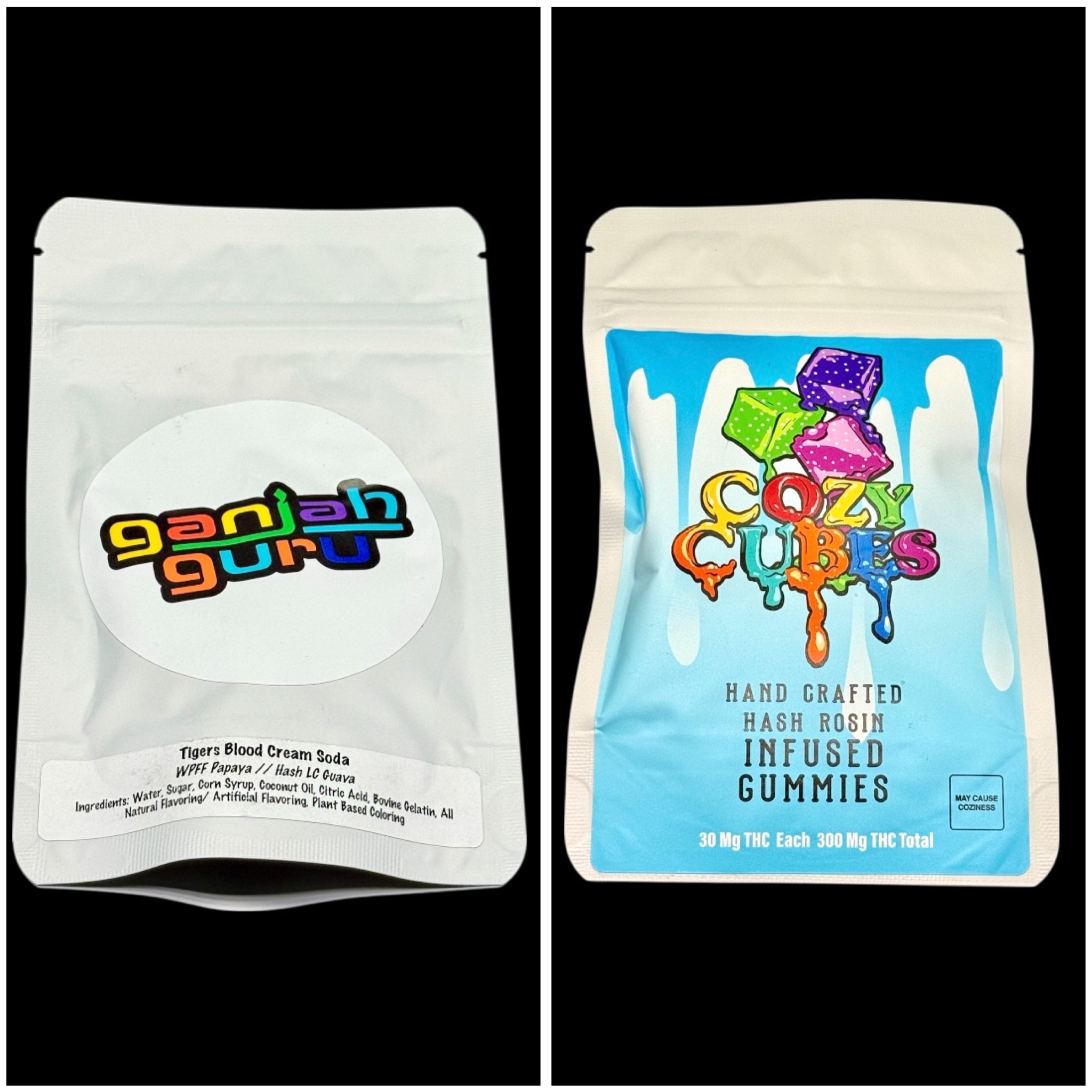 Tigers Blood Cream Soda hash rosin gummies - 300mg [Cozy Cubes x Ganja Guru]