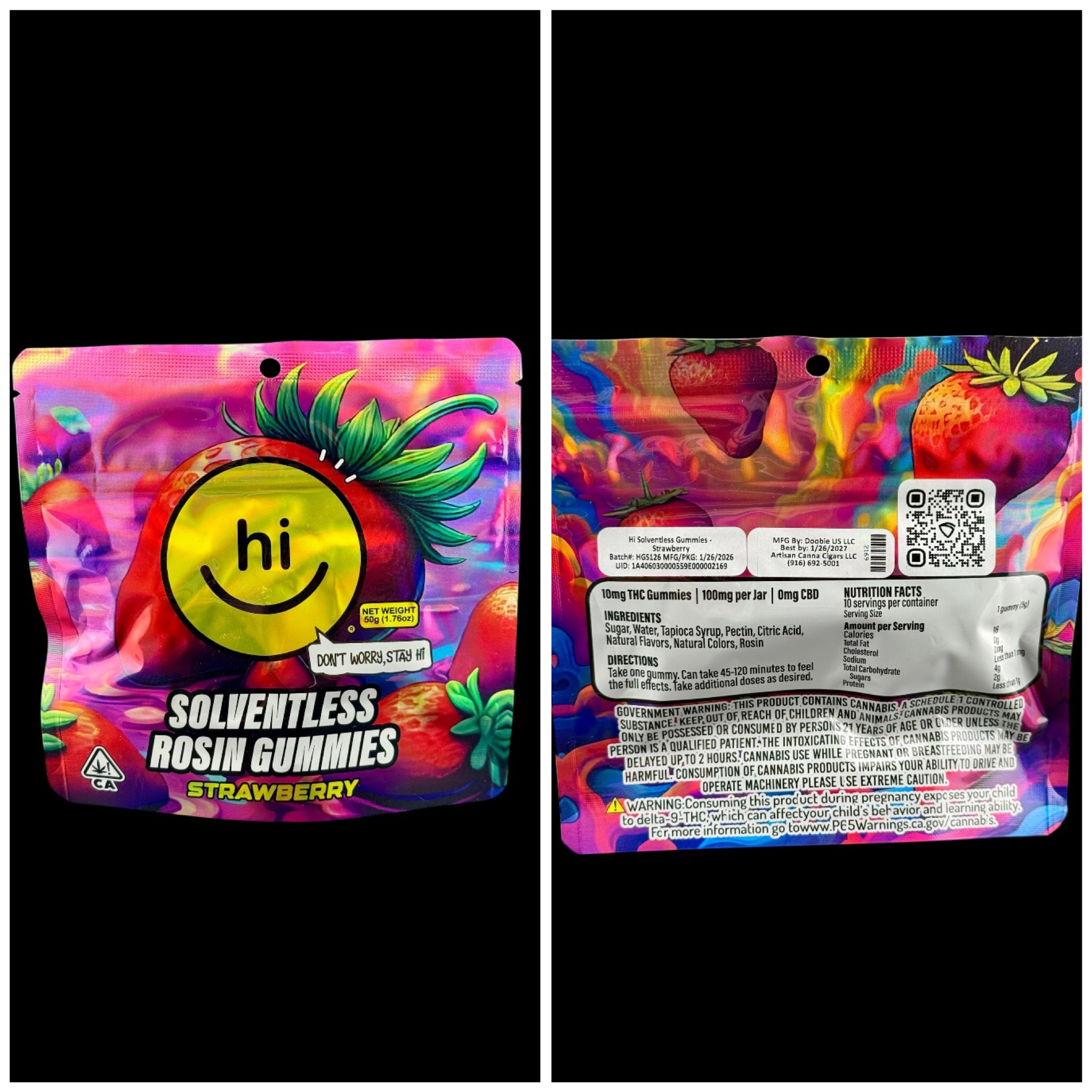 Strawberry solventless gummies - 100mg [Hi Solventless Gummies]