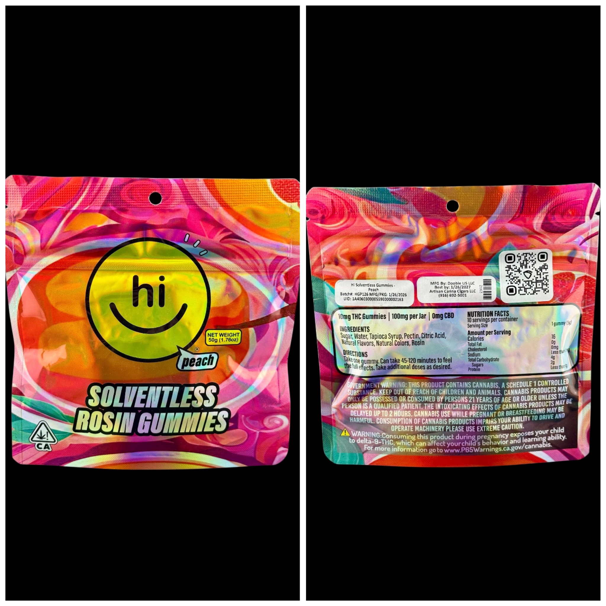 Peach solventless gummies - 100mg [Hi Solventless Gummies]