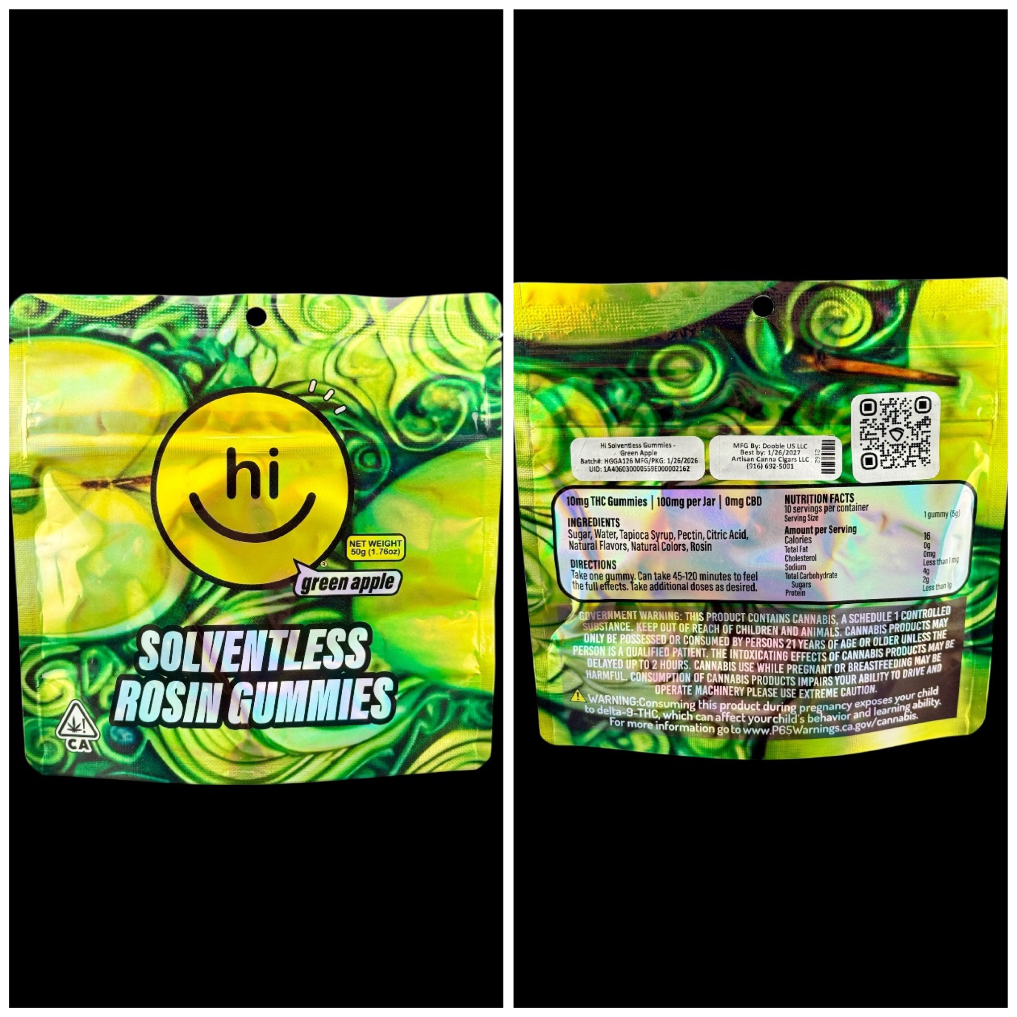 Green Apple solventless gummies - 100mg [Hi Solventless Gummies]