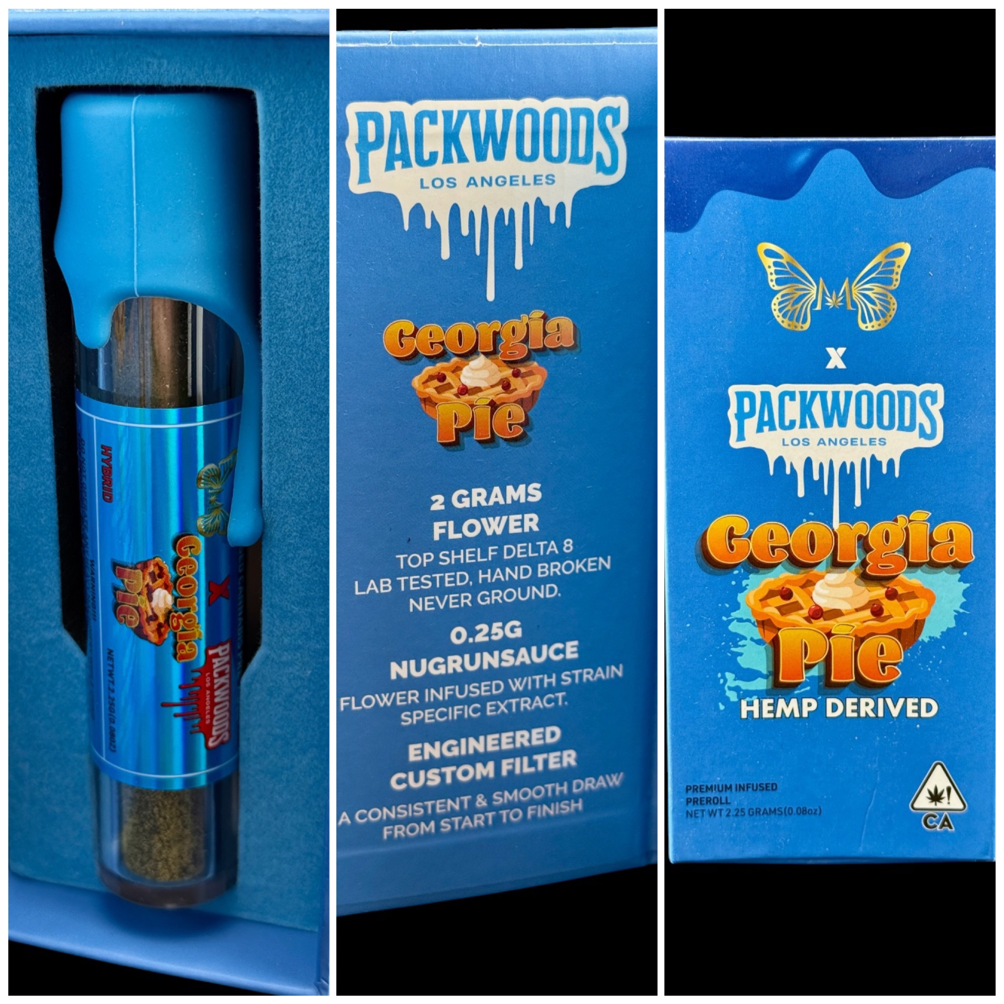 Georgia Pie preroll - 2g flower & .25g nug run sauce & .25g kief [Kaws Rocks x Packwoods]