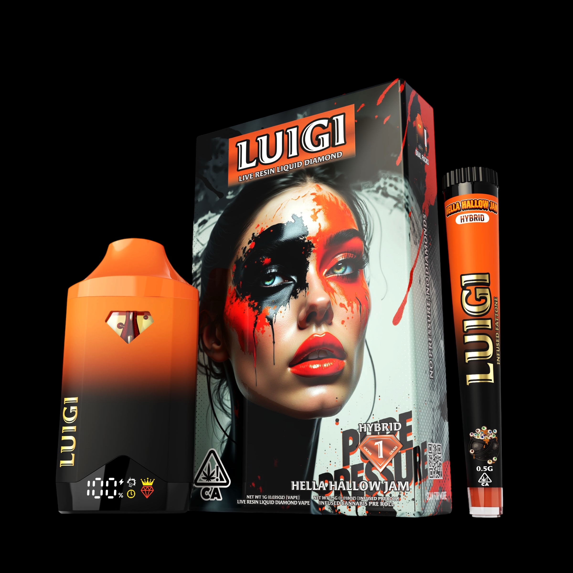 Hella Hollow Jam - 2g HYBRID disposable w/ infused preroll [Luigi]