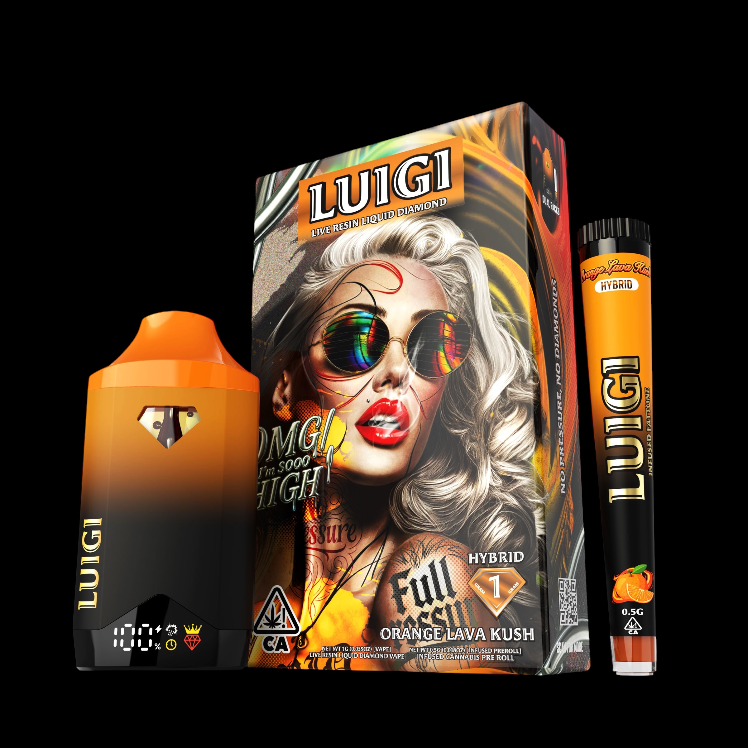 Orange Lava Kush - 2g HYBRID disposable w/ infused preroll [Luigi]