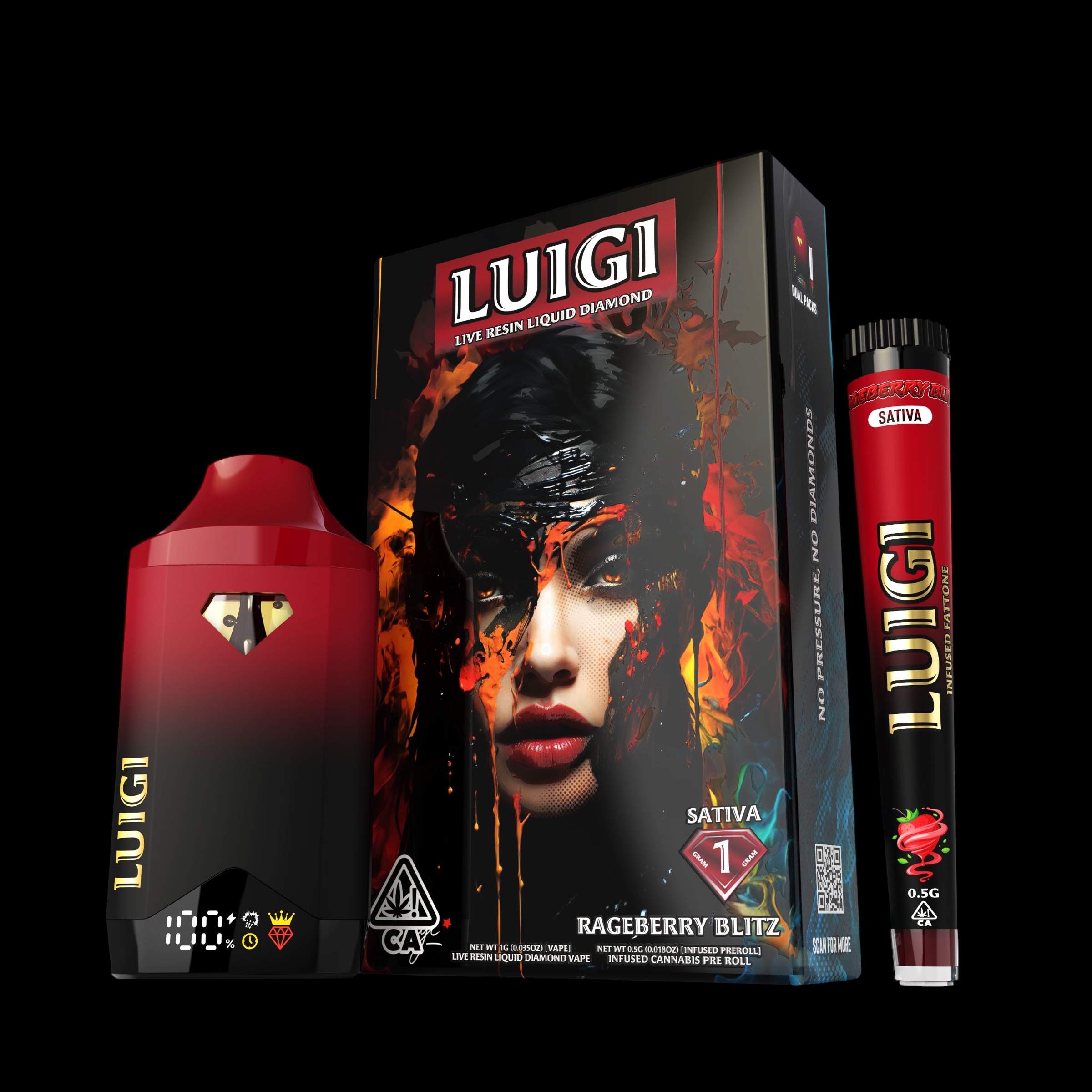 Rageberry Blitz - 2g SATIVA disposable w/ infused preroll [Luigi]