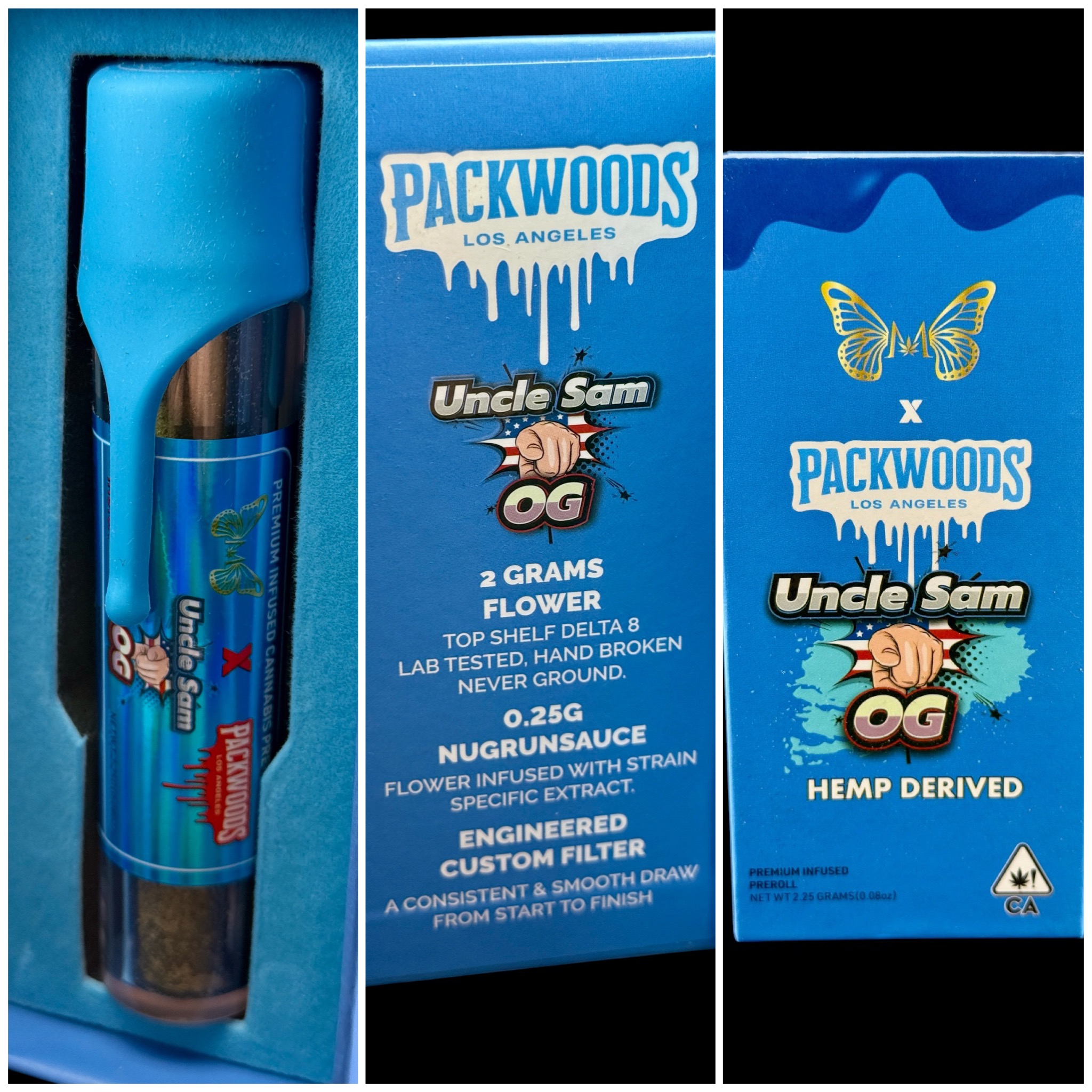 Uncle Sam OG preroll - 2g flower & .25g nug run sauce & .25g kief [Packwoods]