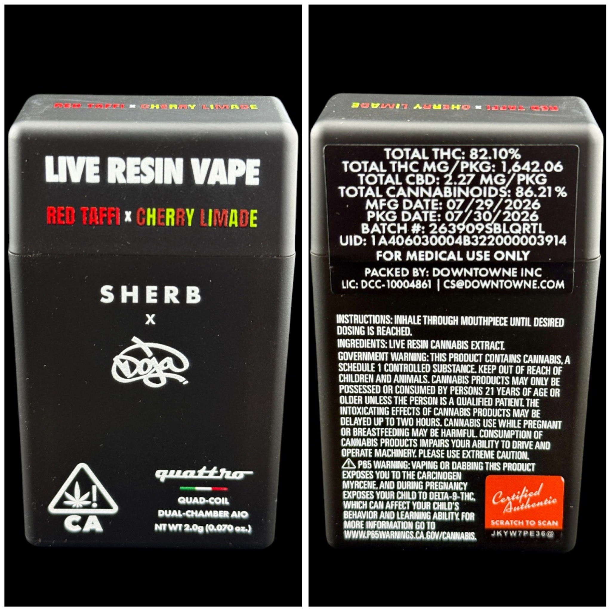 Red Taffi x Cherry Limade - 2g live resin disposable [Doja x Sherb]