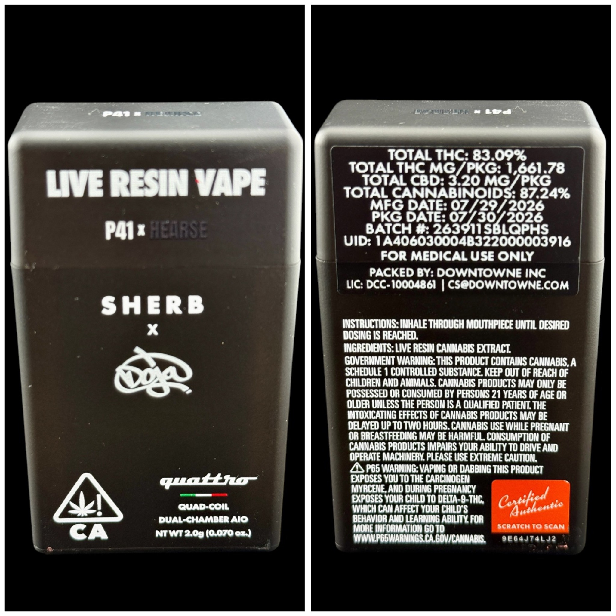 P41 x Hearse - 2g live resin disposable [Doja x Sherb]