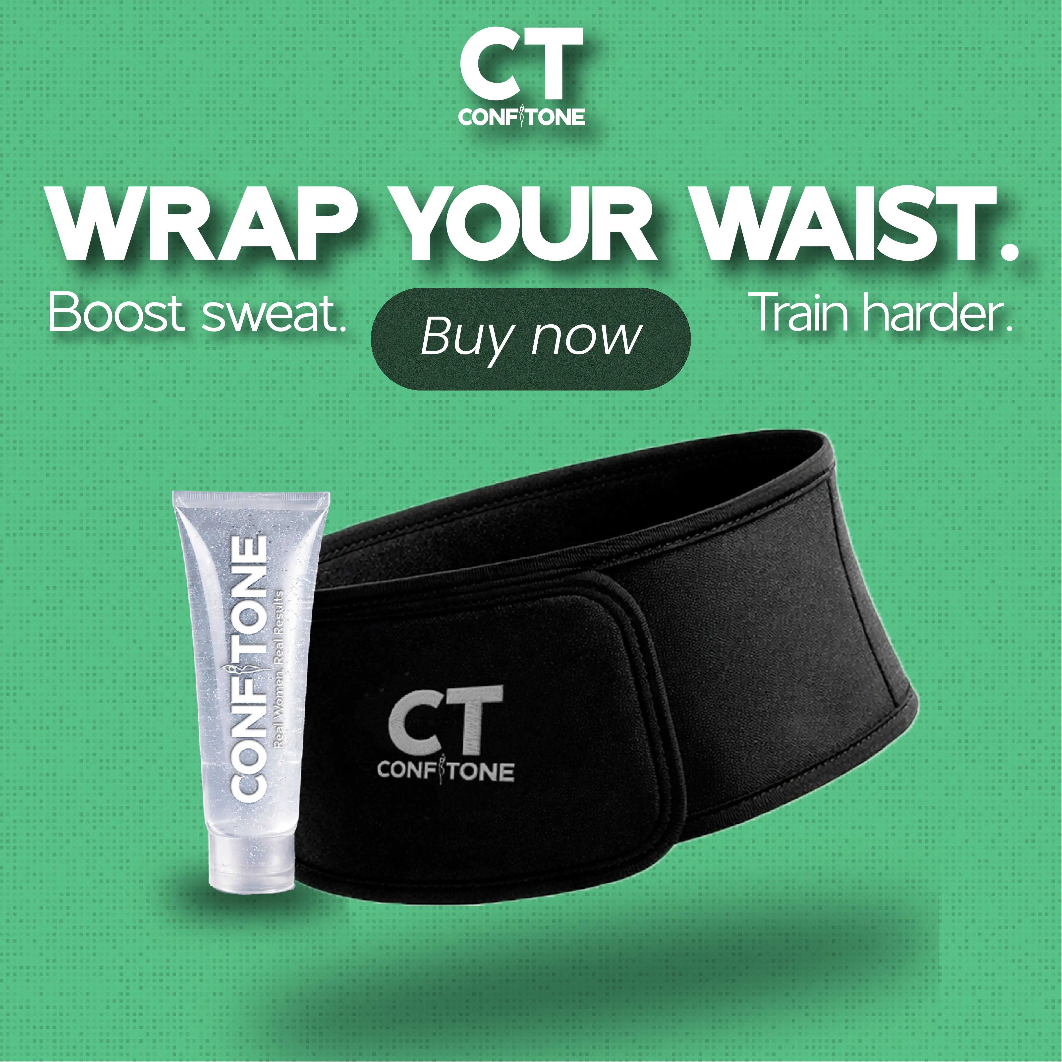 Confitone Waist Trimmer + Sweat Boost Gel Bundle