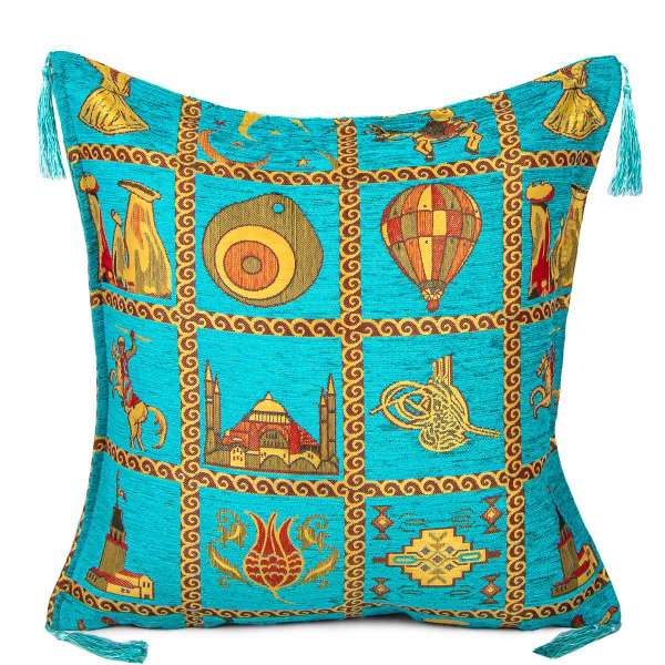 Turkish handmade pillow, Turkish history style, handwoven cushion (Buy 1 Get 1 Free)